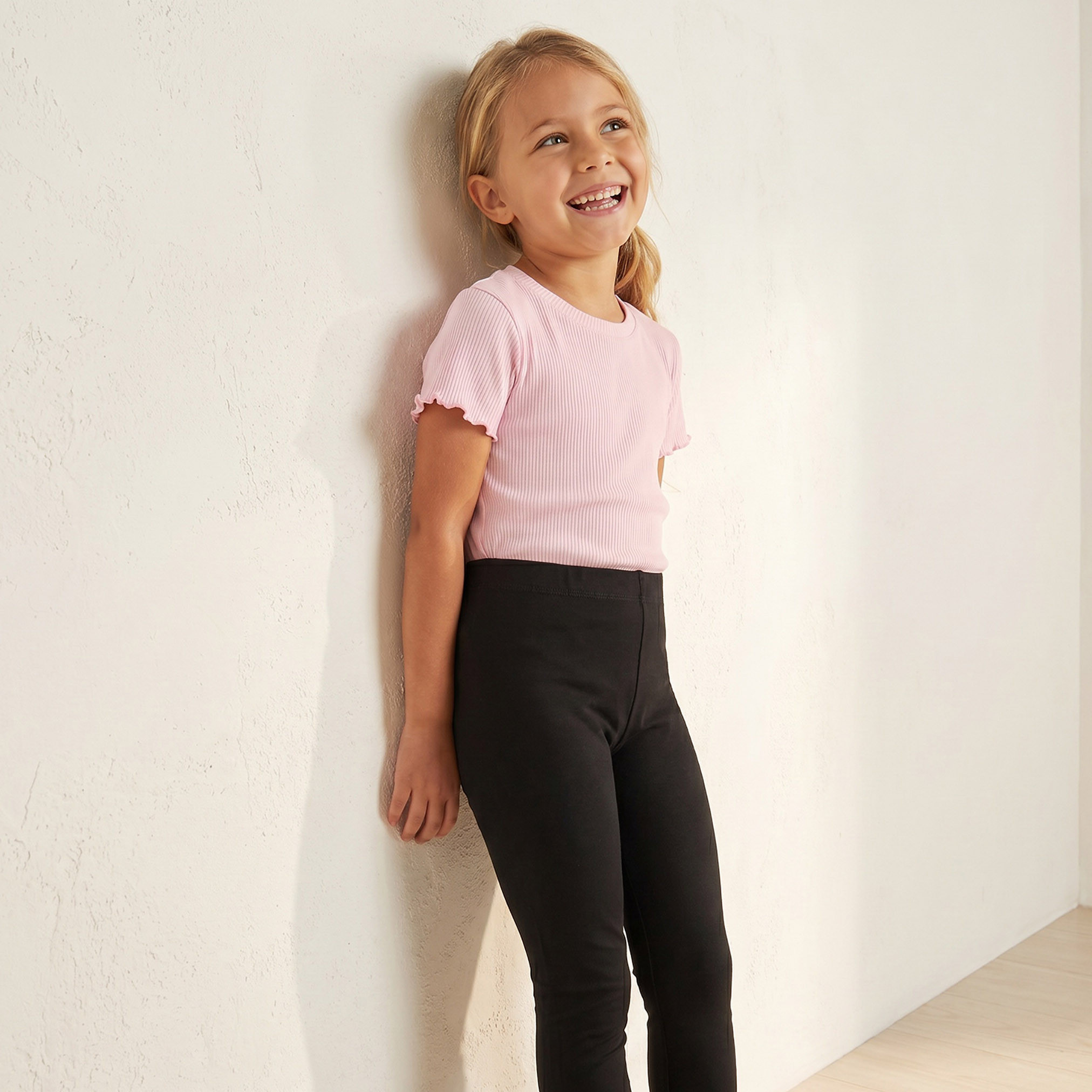 Juniors Solid Leggings with Elasticated Waistband-girls-clothing-schoolwear-bottoms-leggings-image-5