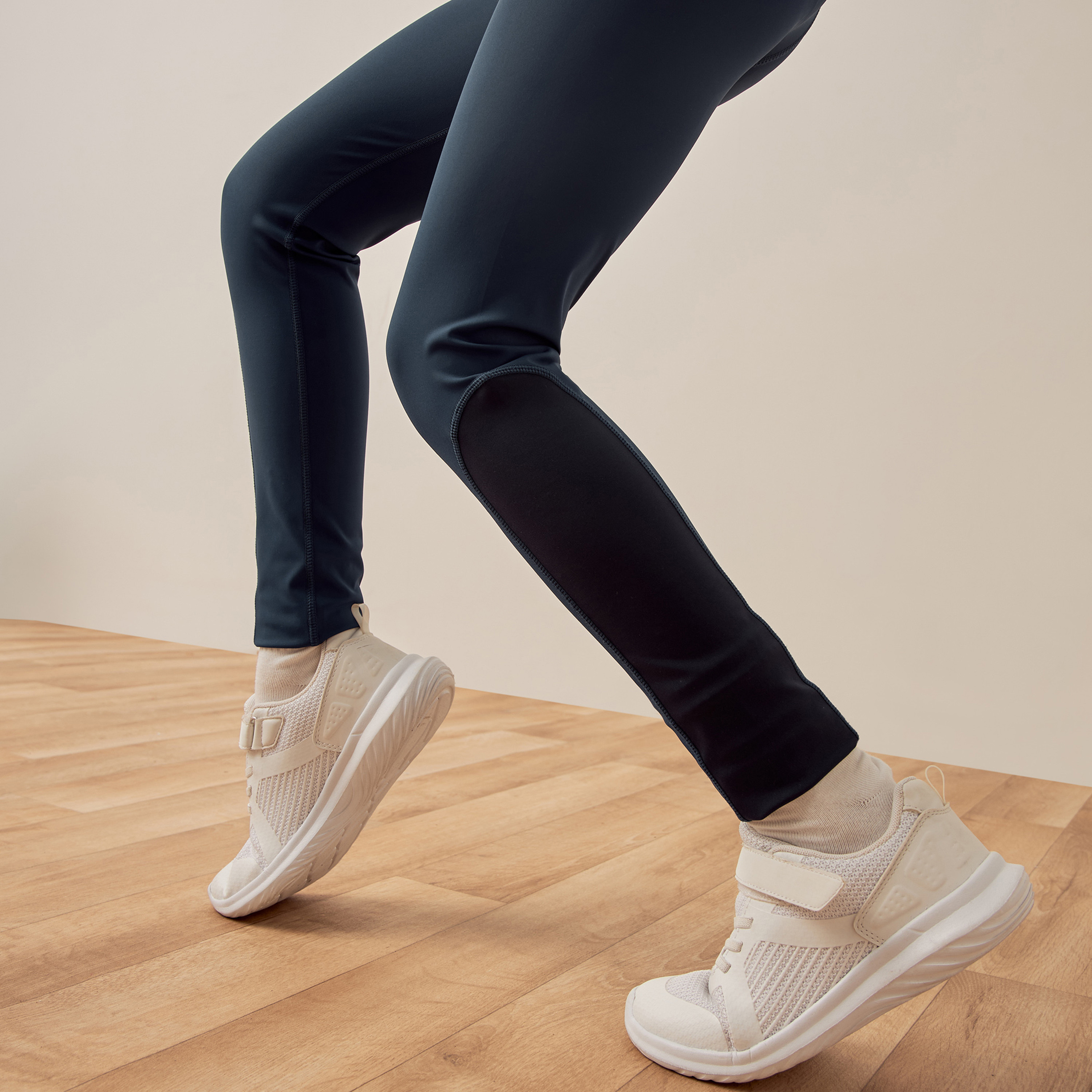 Juniors Panelled Leggings with Elasticated Waistband-girls-clothing-schoolwear-bottoms-leggings-image-3