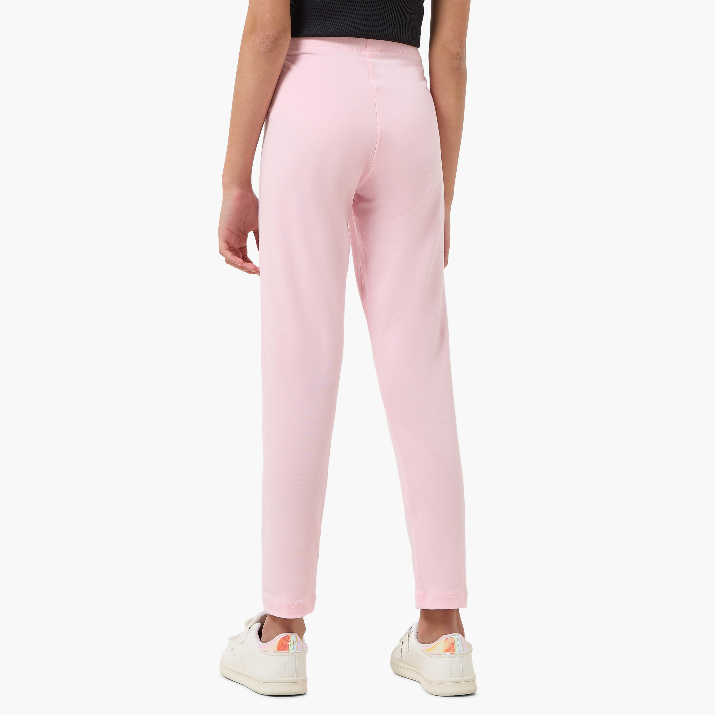 Pack of 2 Juniors Solid Cotton School Leggings with Elasticated Waistband - Girls-girls-clothing-schoolwear-bottoms-leggings-image-5