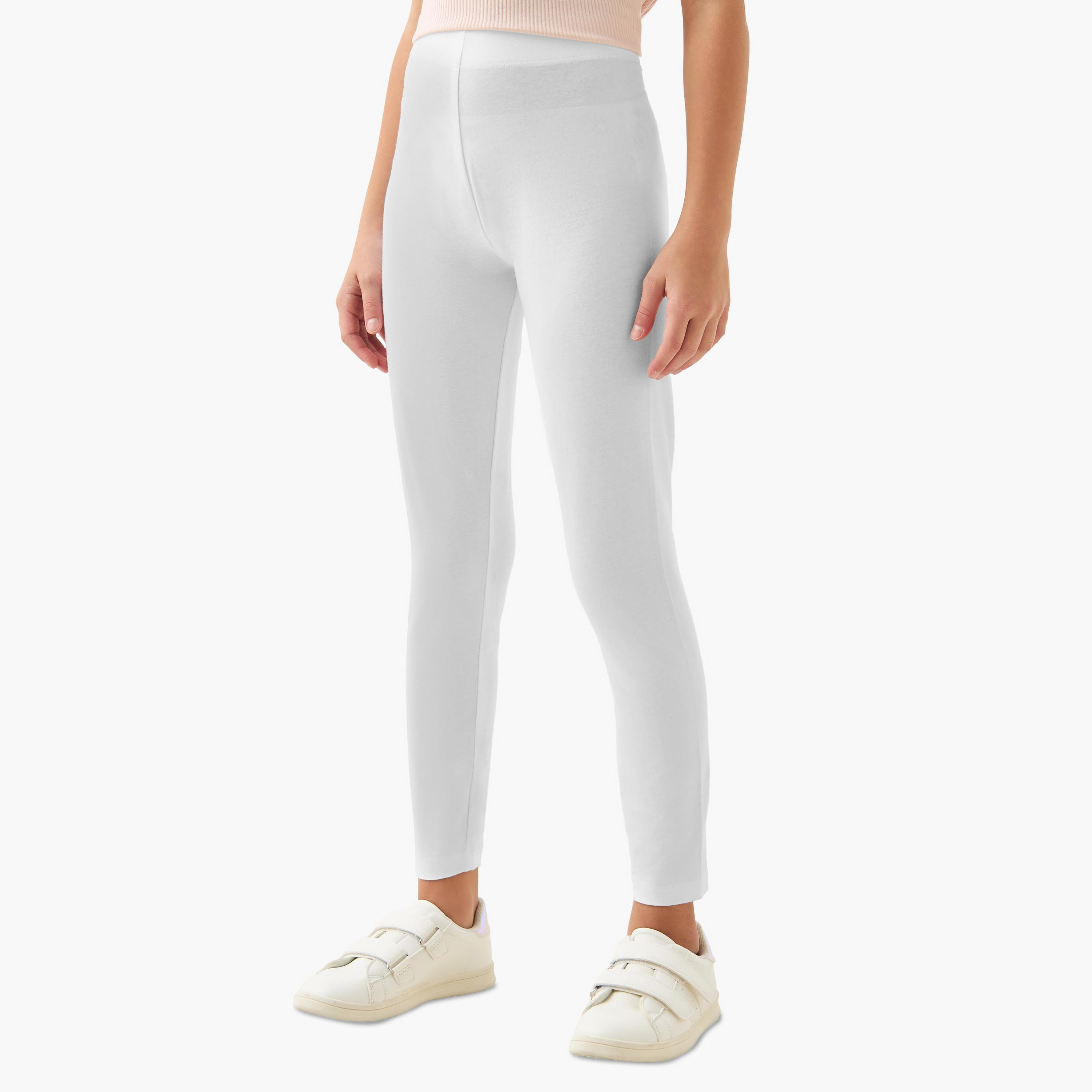 طقم ليقنز مدرسي قطن سادة بخصر مطاطي قطعتين للبنات من جونيورز-girls-clothing-bottoms-leggings-image-6