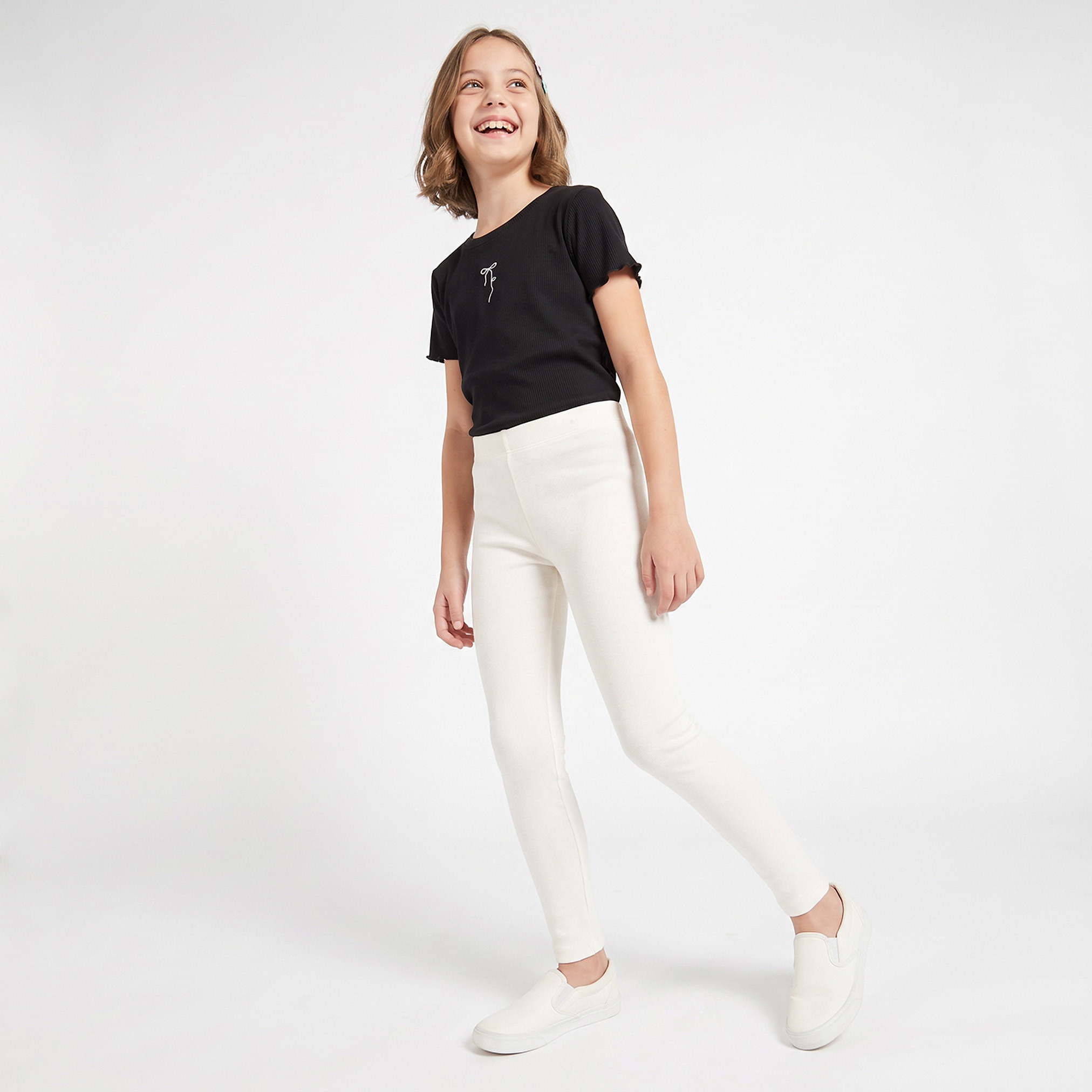 طقم بنطلون ليقنز بخصر مطاطي قطعتين من جونيورز-girls-clothing-schoolwear-bottoms-leggings-image-4