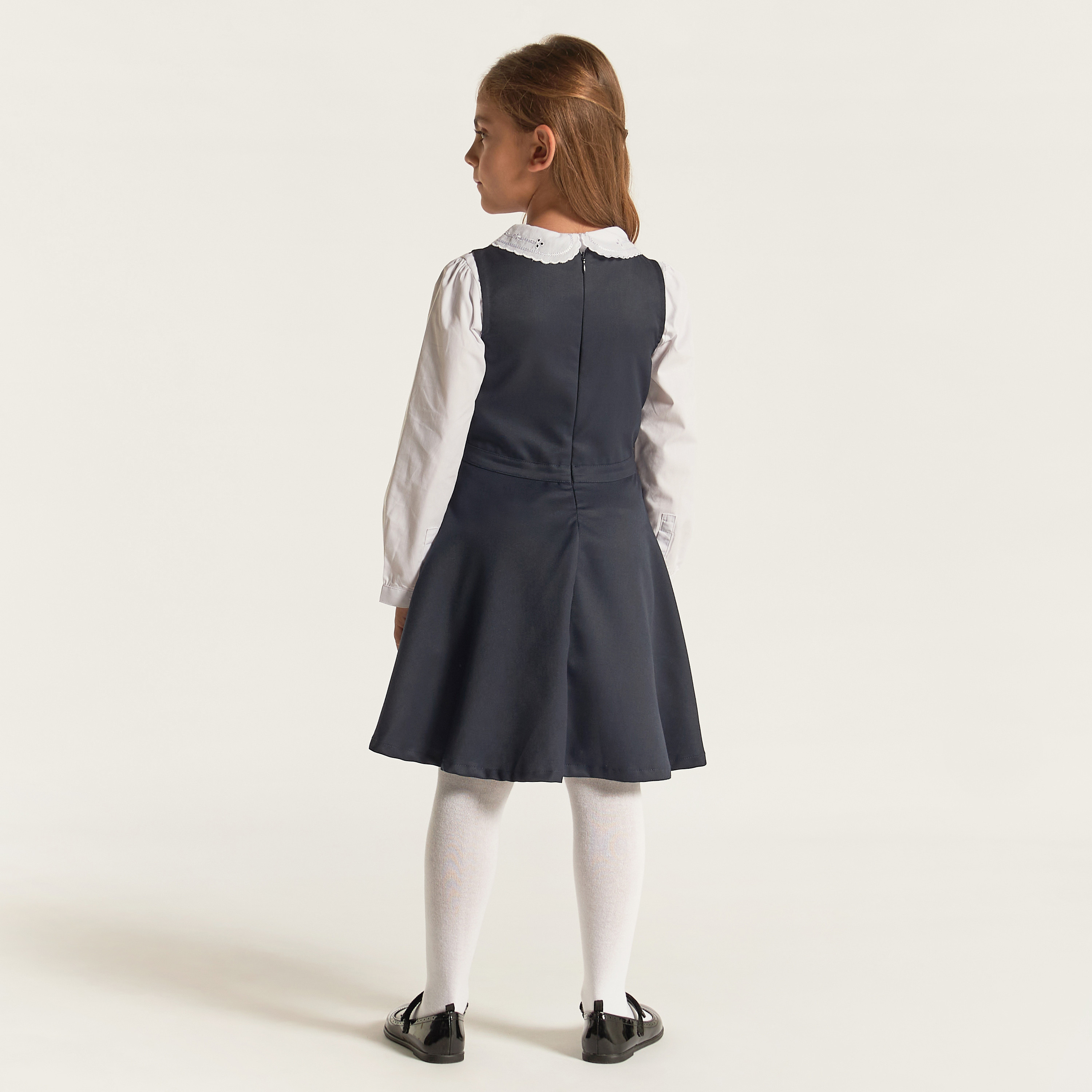 Juniors Solid Pinafore with Bow Accent-girls-clothing-dressesandjumpsuits-image-4