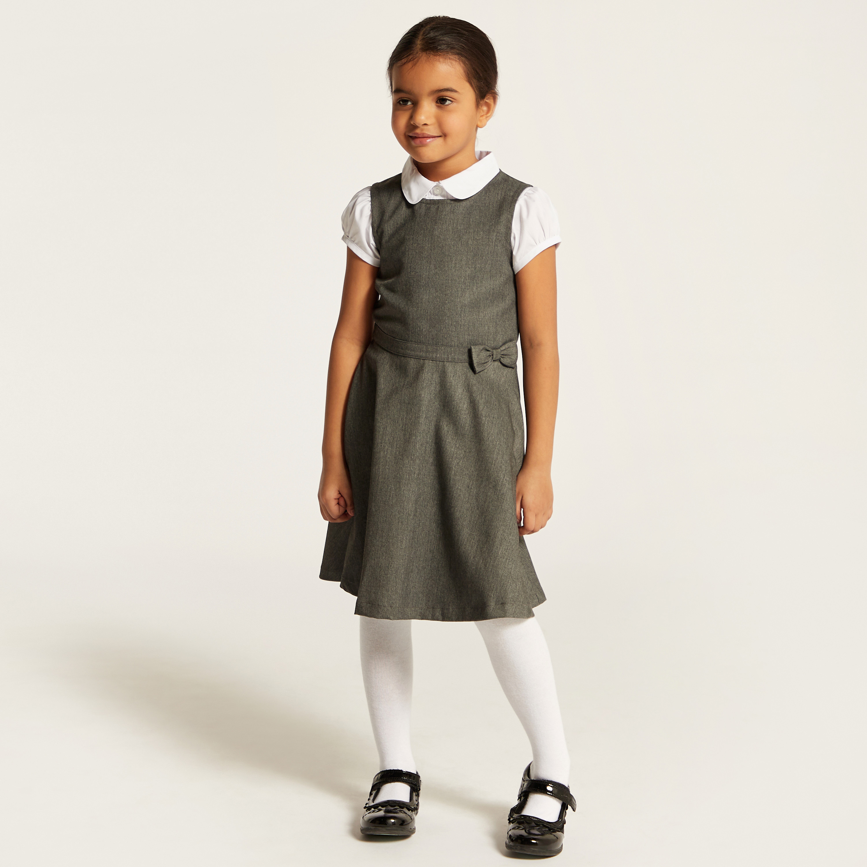 Juniors Solid Pinafore with Bow Accent-girls-clothing-dressesandjumpsuits-image-2