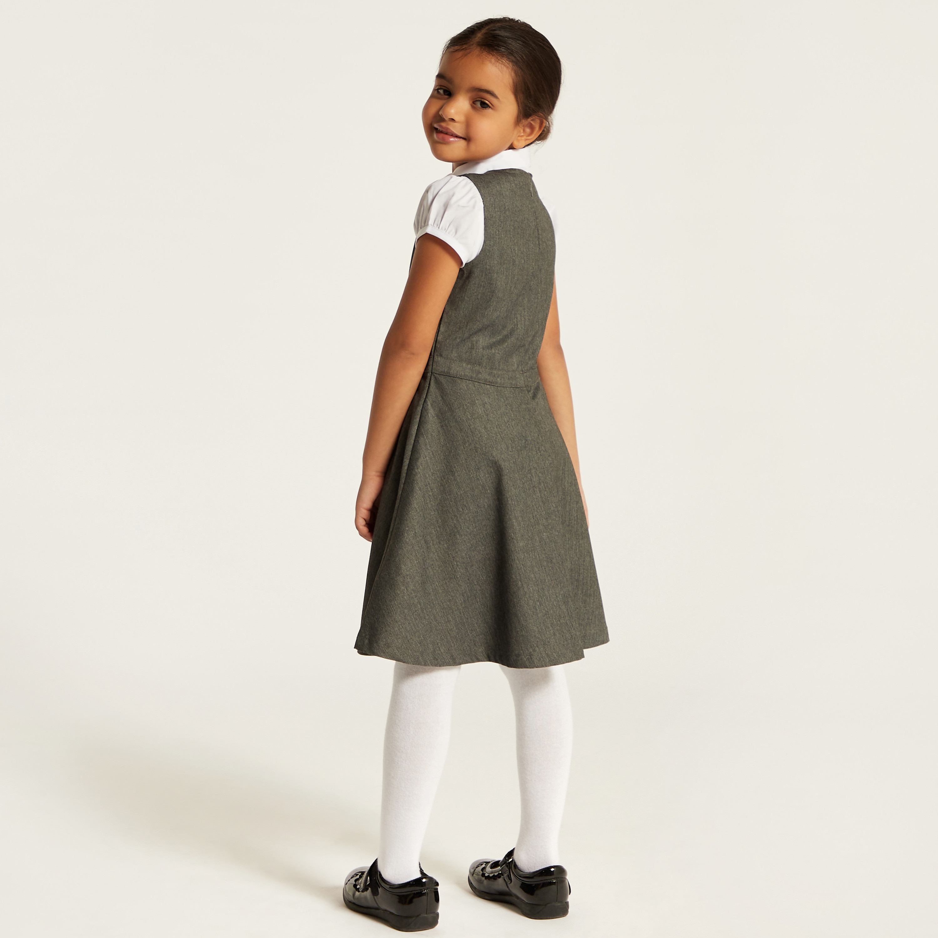 Juniors Solid Pinafore with Bow Accent-girls-clothing-dressesandjumpsuits-image-4