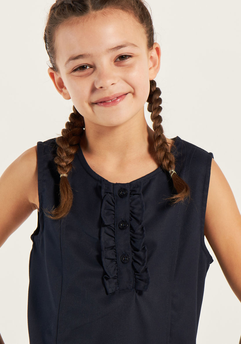 Juniors Solid Pinafore with Ruffle Detail-Dresses-image-2
