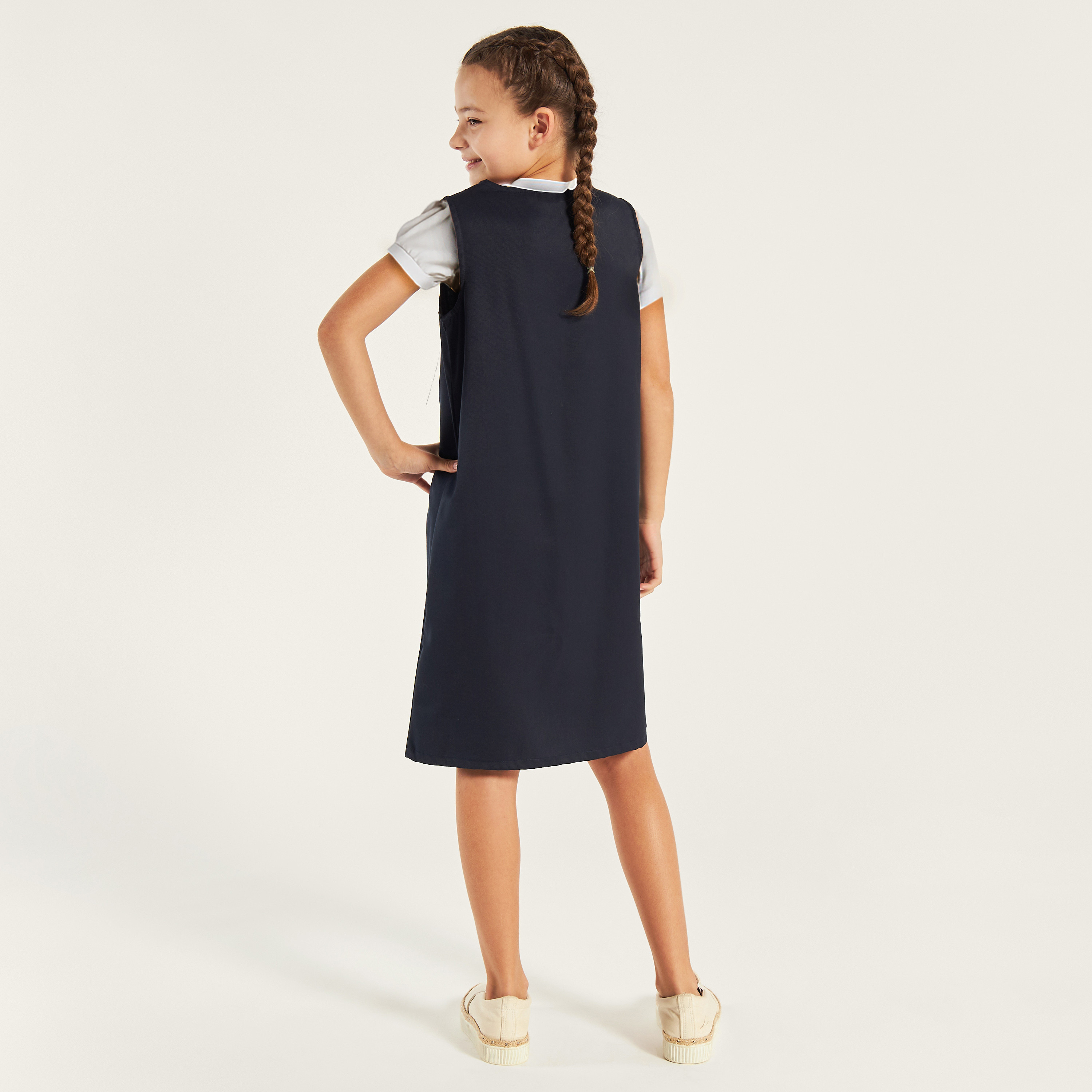 Juniors Solid Pinafore with Ruffle Detail-girls-clothing-dressesandjumpsuits-image-4