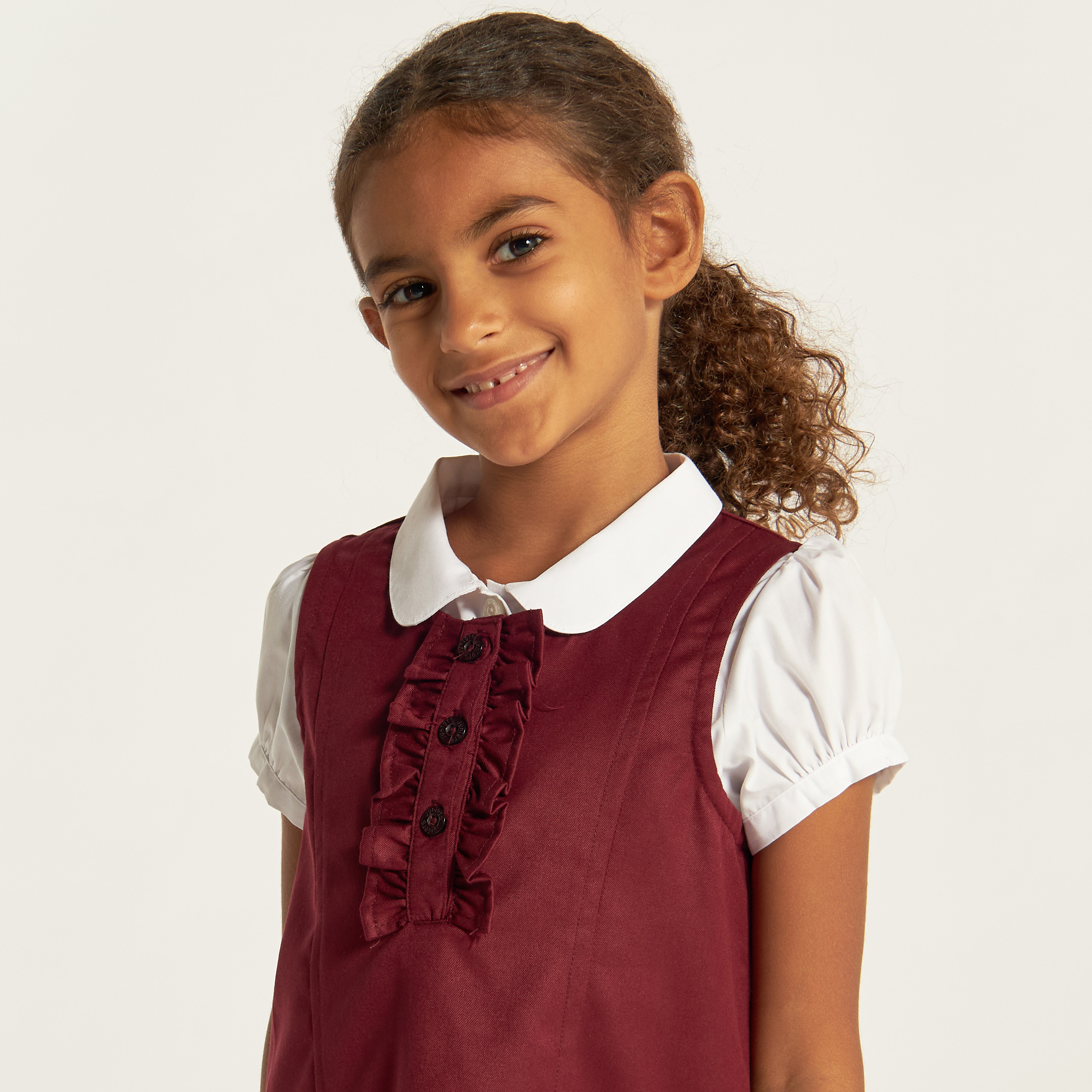 Juniors Solid Pinafore with Ruffle Detail-girls-clothing-dressesandjumpsuits-image-3