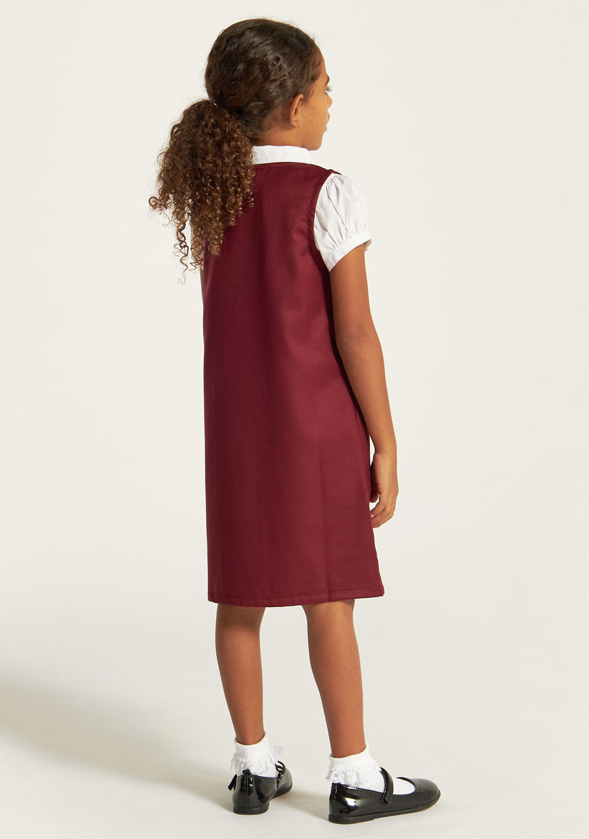 Juniors Solid Pinafore with Ruffle Detail-Dresses-image-3