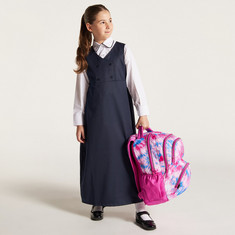 Juniors Solid V-neck Pinafore with Button Detail