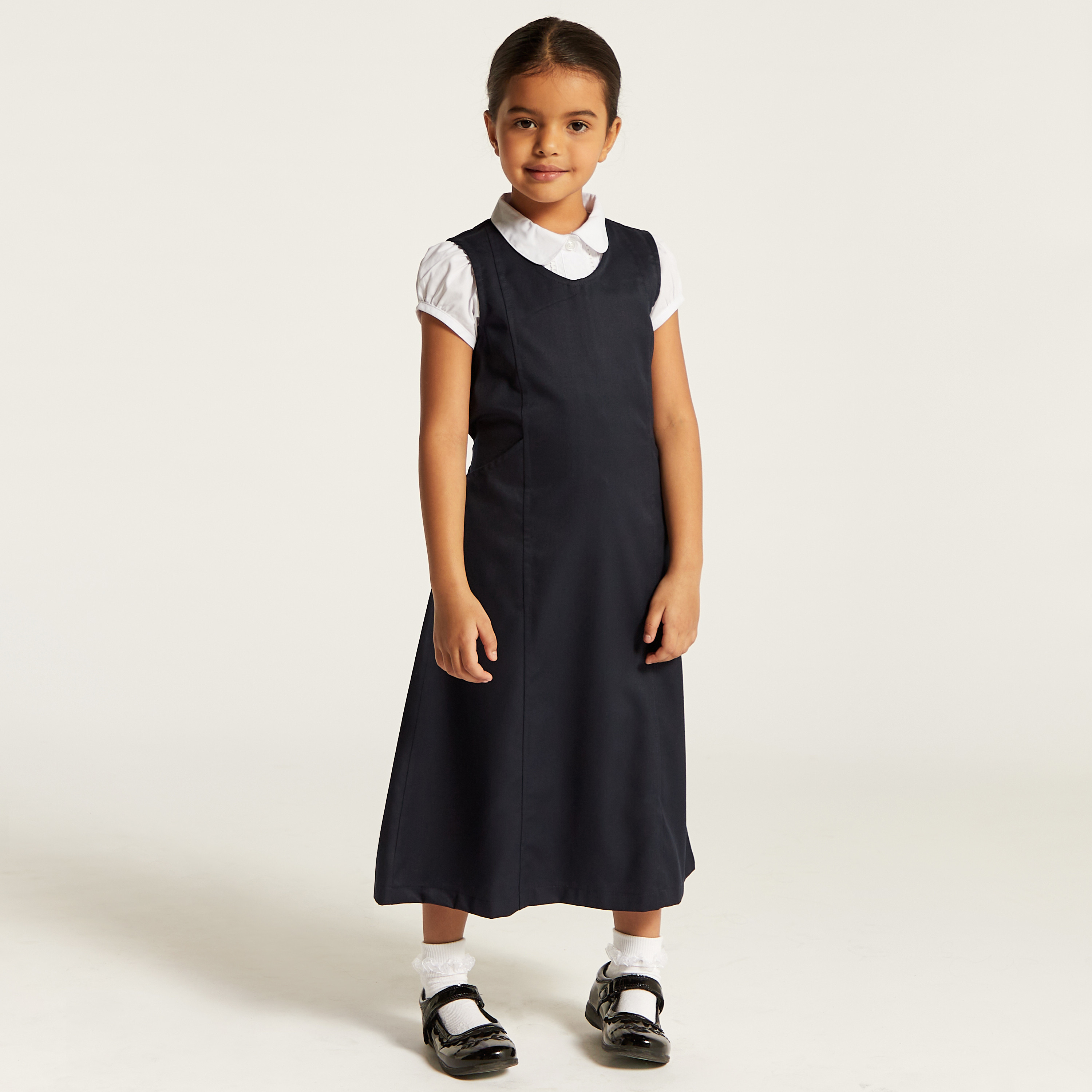 Juniors Solid Pinafore with Tie-Up Detail and Pocket-girls-clothing-dressesandjumpsuits-image-2