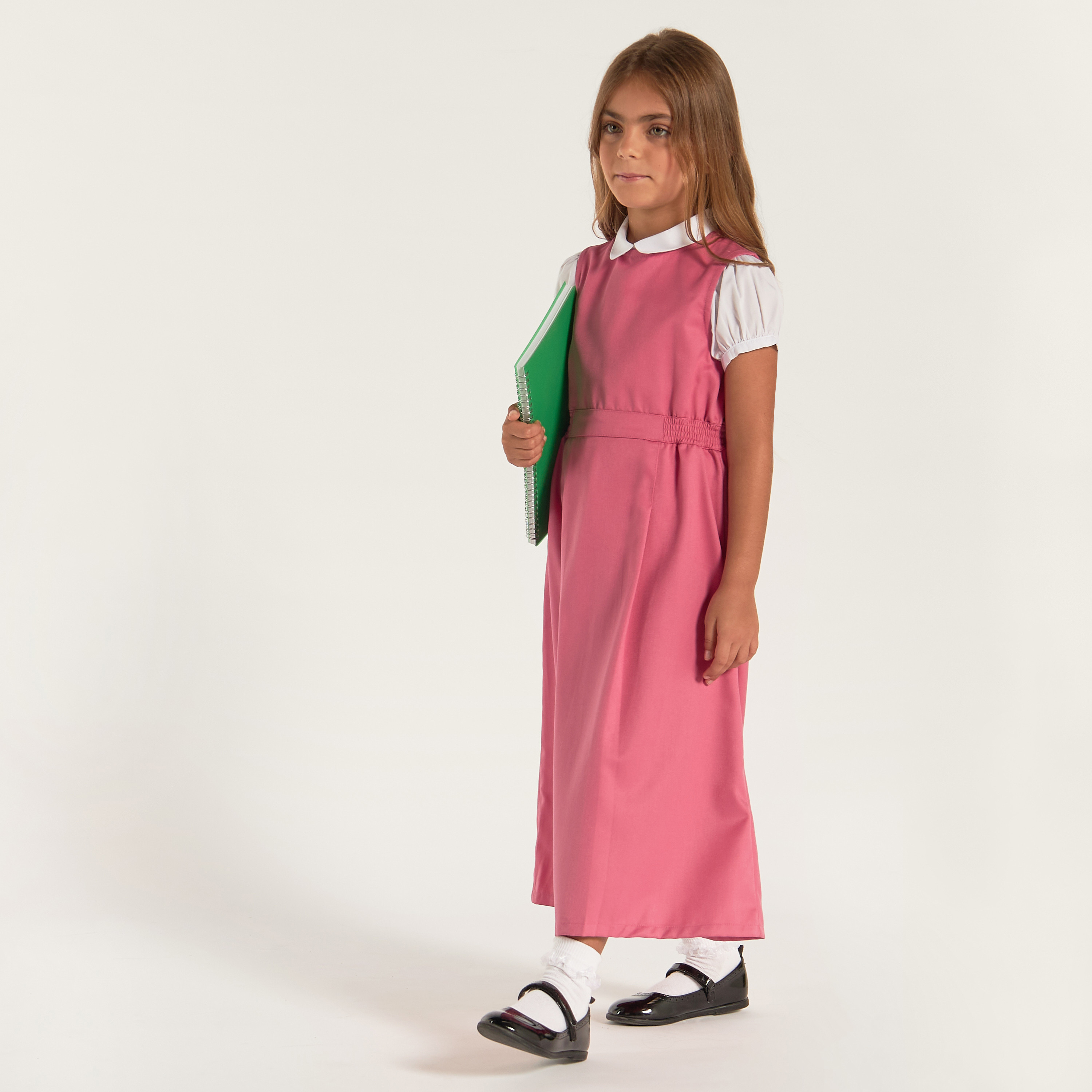 Juniors Solid Pinafore with Round Neck-girls-clothing-dressesandjumpsuits-image-1