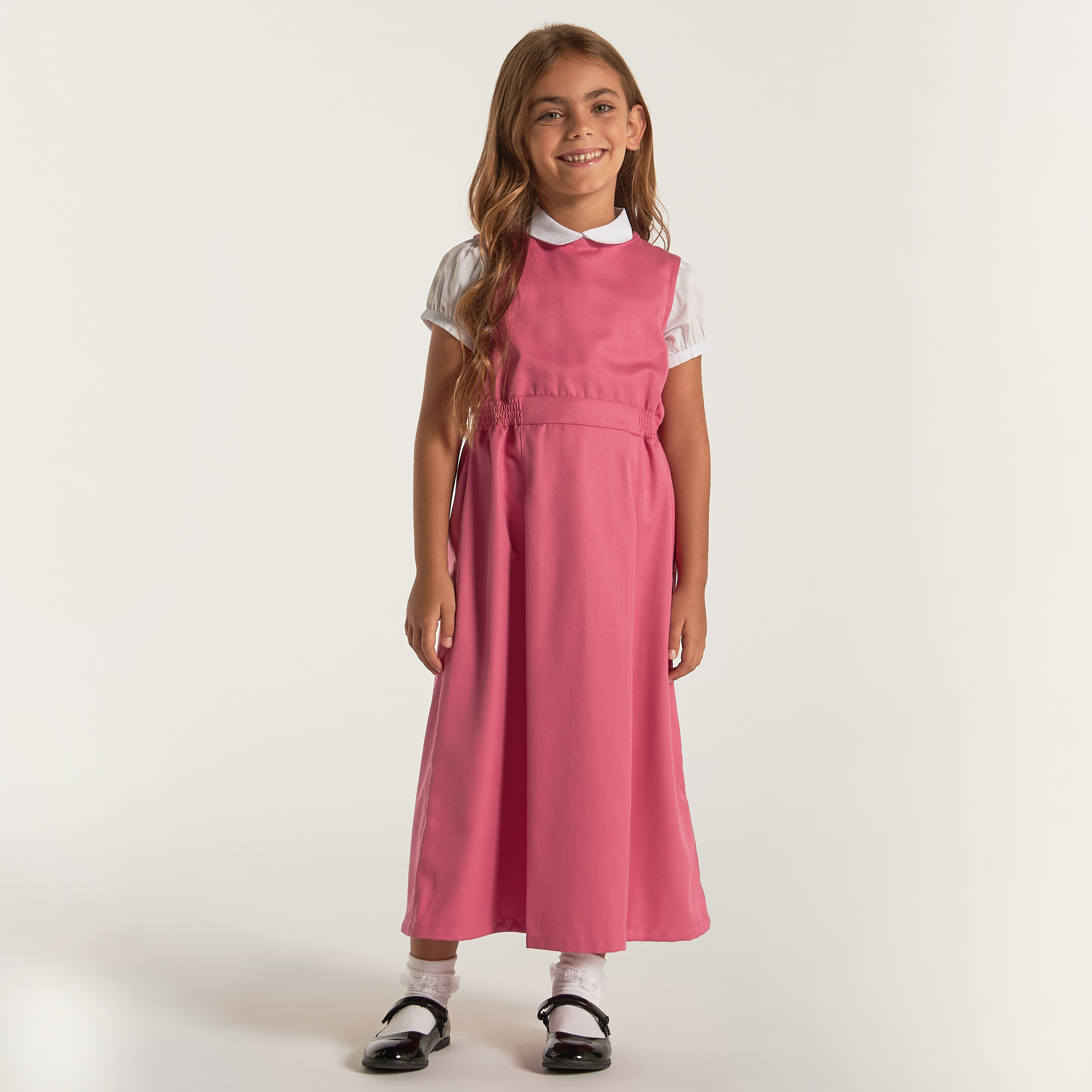 Juniors Solid Pinafore with Round Neck-girls-clothing-dressesandjumpsuits-image-2