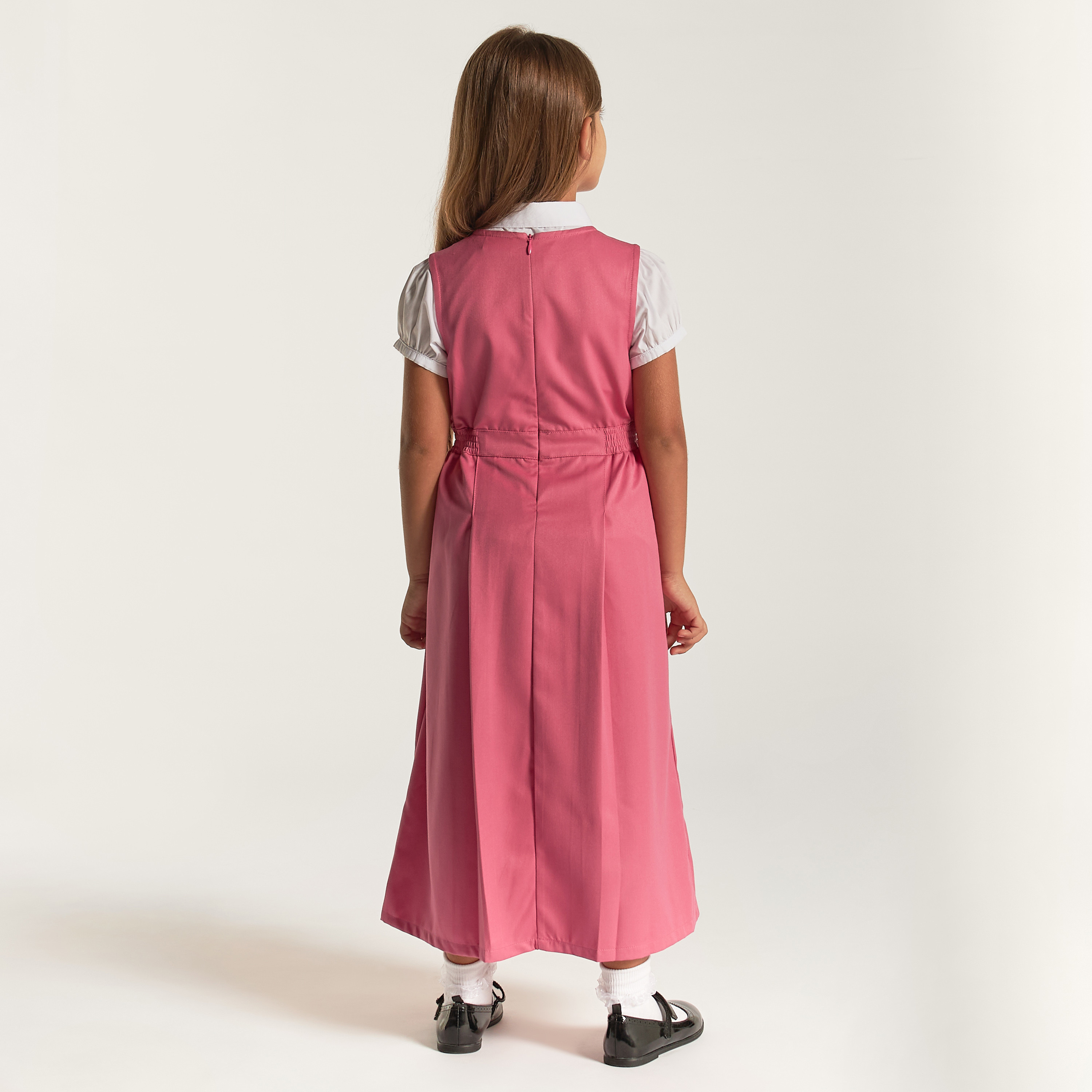Juniors Solid Pinafore with Round Neck-girls-clothing-dressesandjumpsuits-image-4