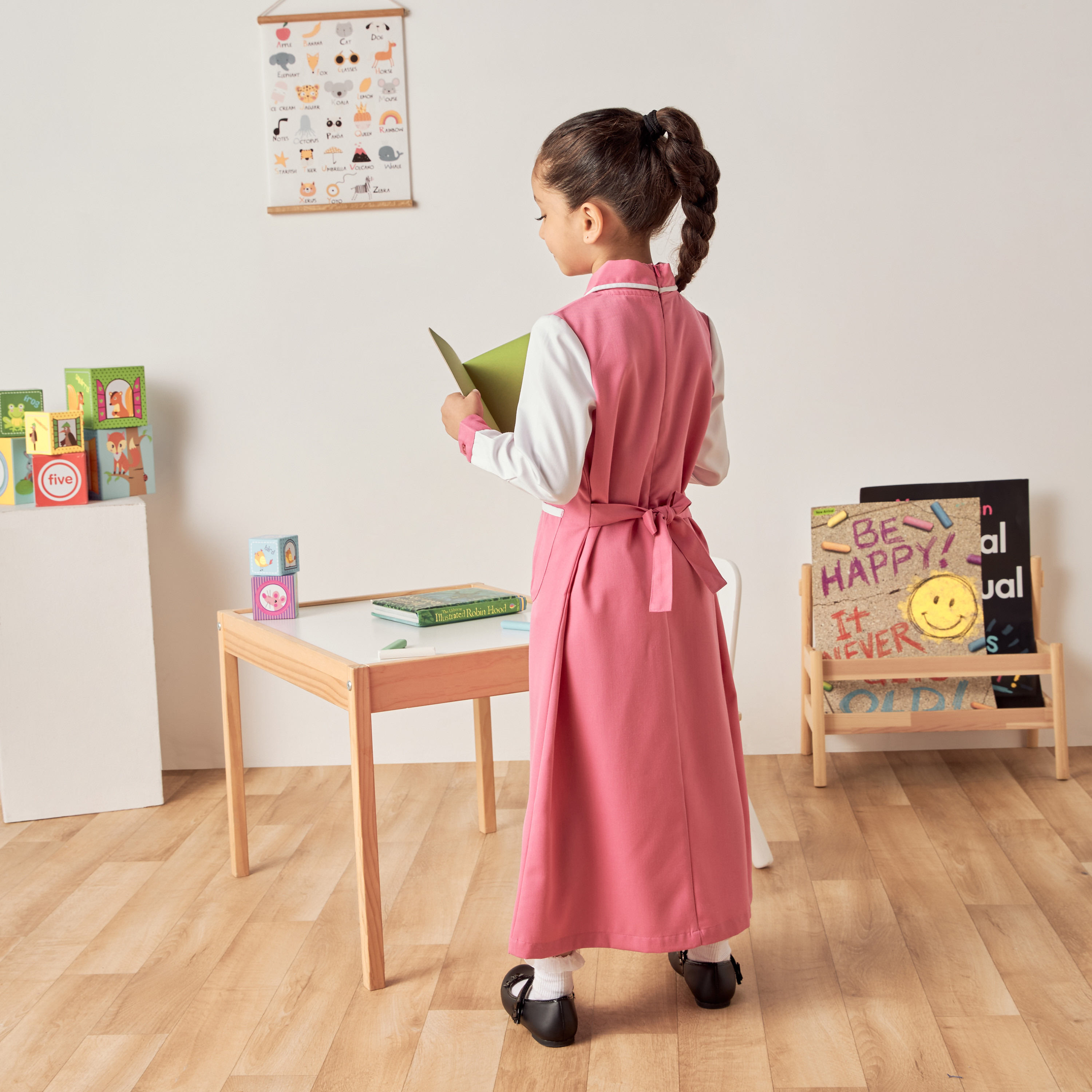 Juniors Solid Pinafore with Collar and Pockets-girls-clothing-dressesandjumpsuits-image-4