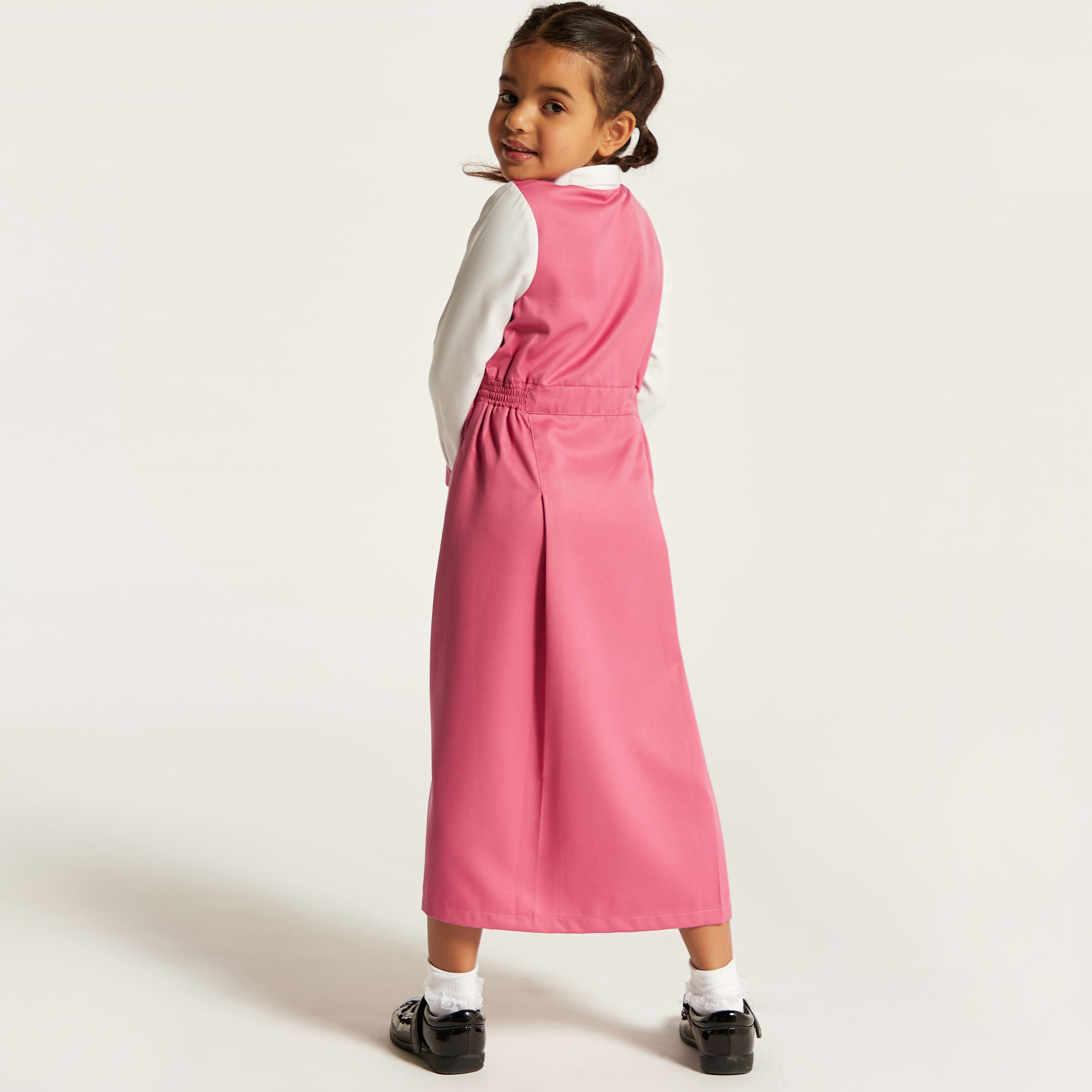 Juniors Solid Pinafore Dress with Button Closure-girls-clothing-dressesandjumpsuits-image-4