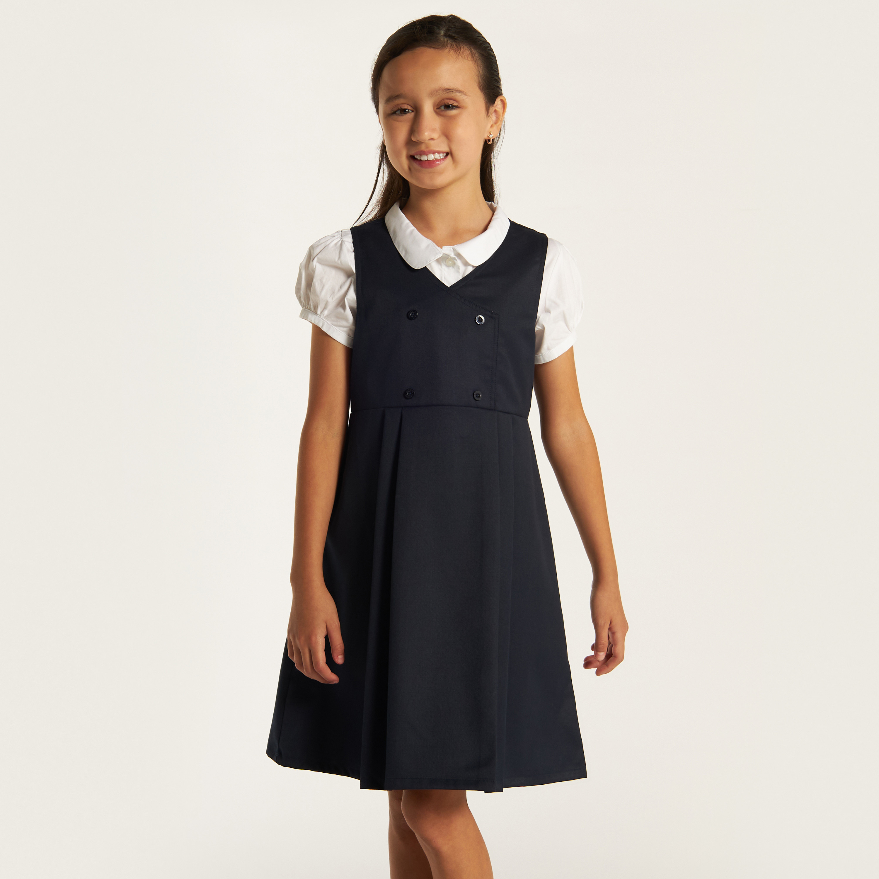 Dark blue hotsell pinafore dress