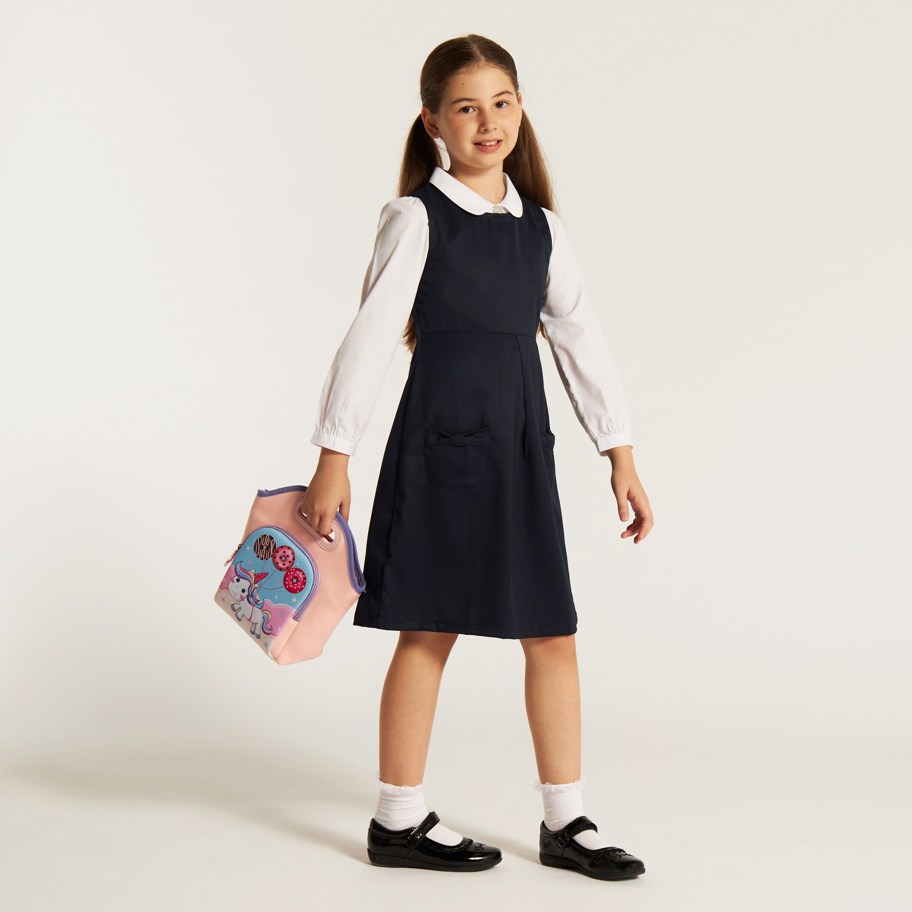 Buy Juniors Solid Pinafore Dress with Pockets Online for Girls