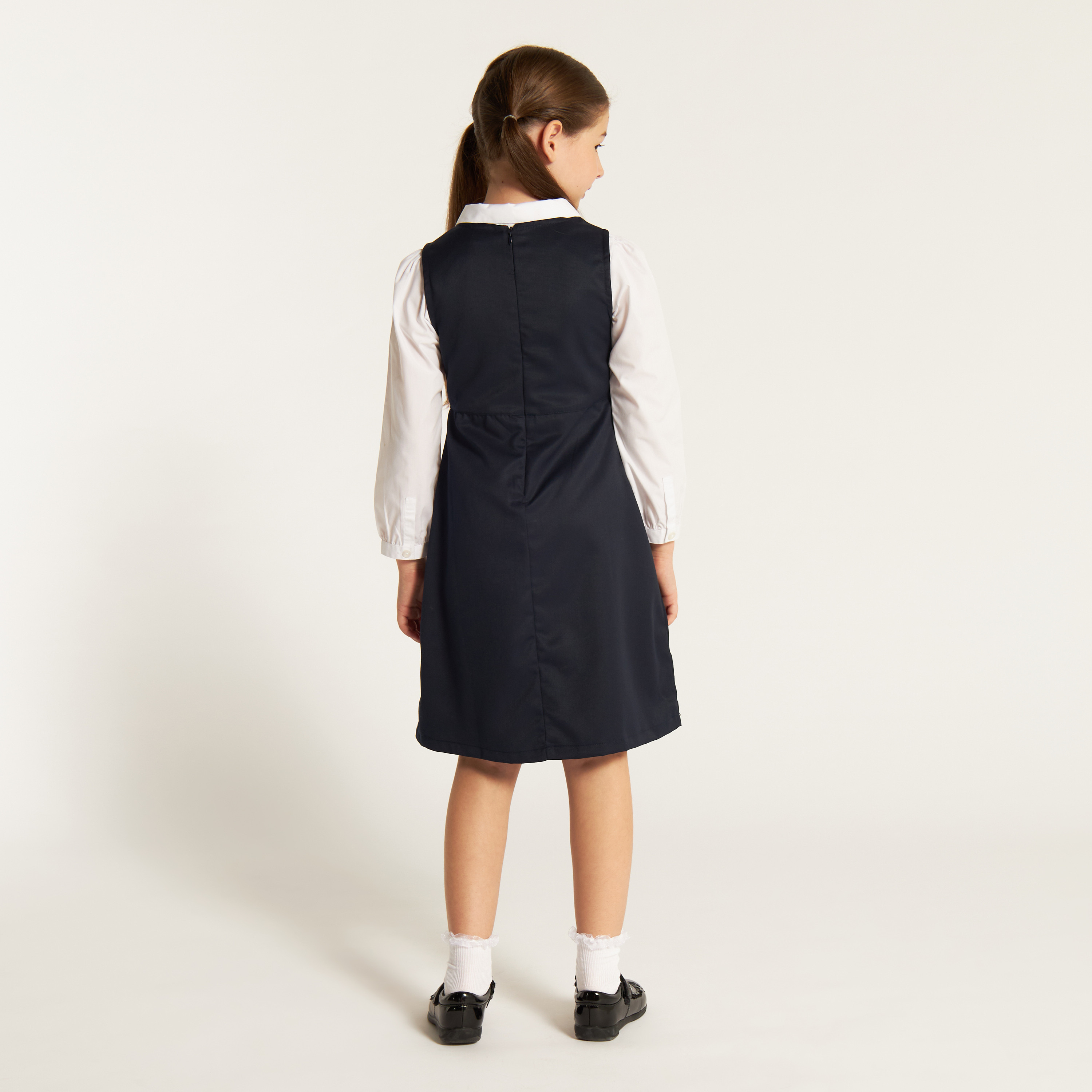 Juniors Solid Pinafore Dress with Pockets-girls-clothing-dressesandjumpsuits-image-5
