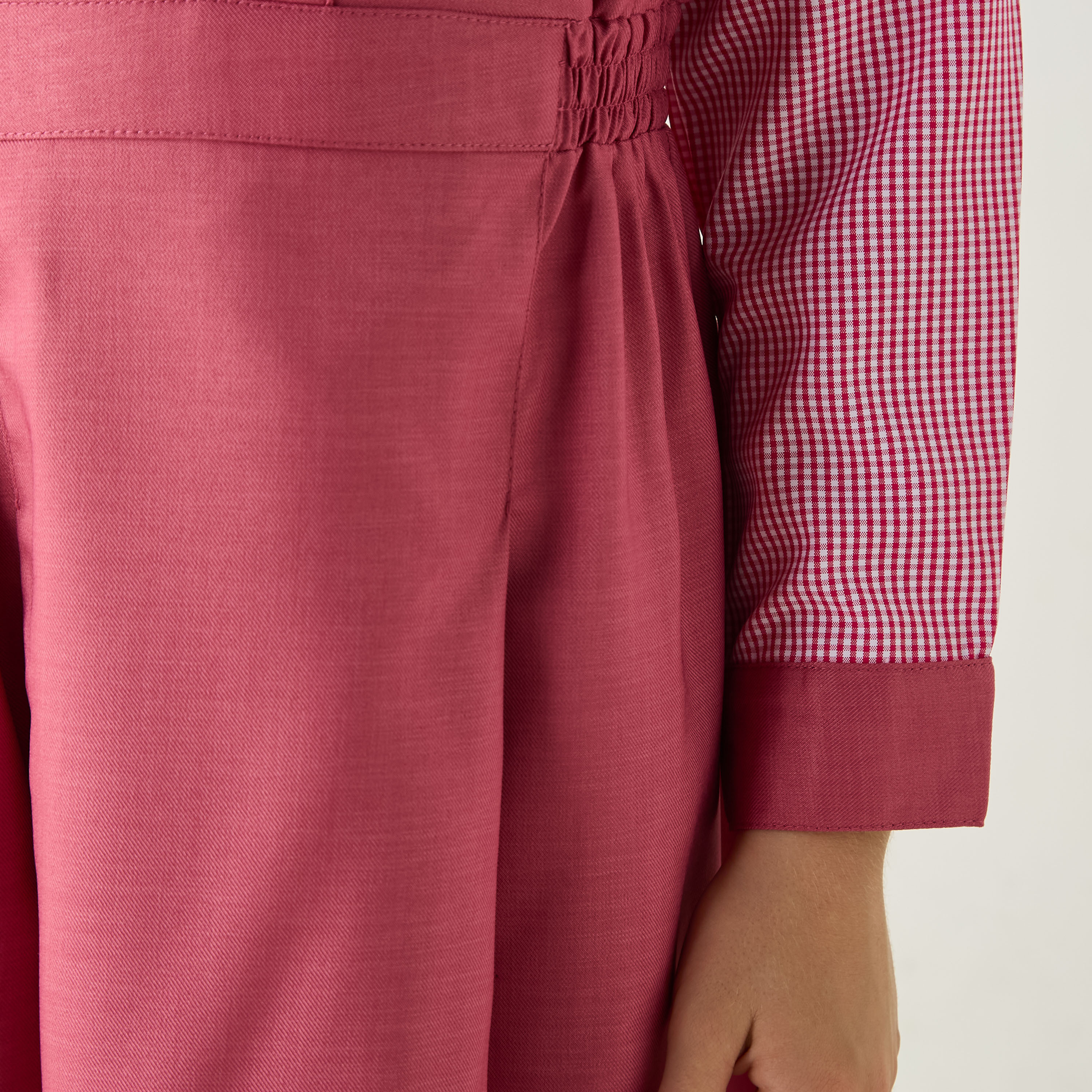 Juniors Solid Dress with Collared Neck and Long Sleeves-girls-clothing-dressesandjumpsuits-image-5