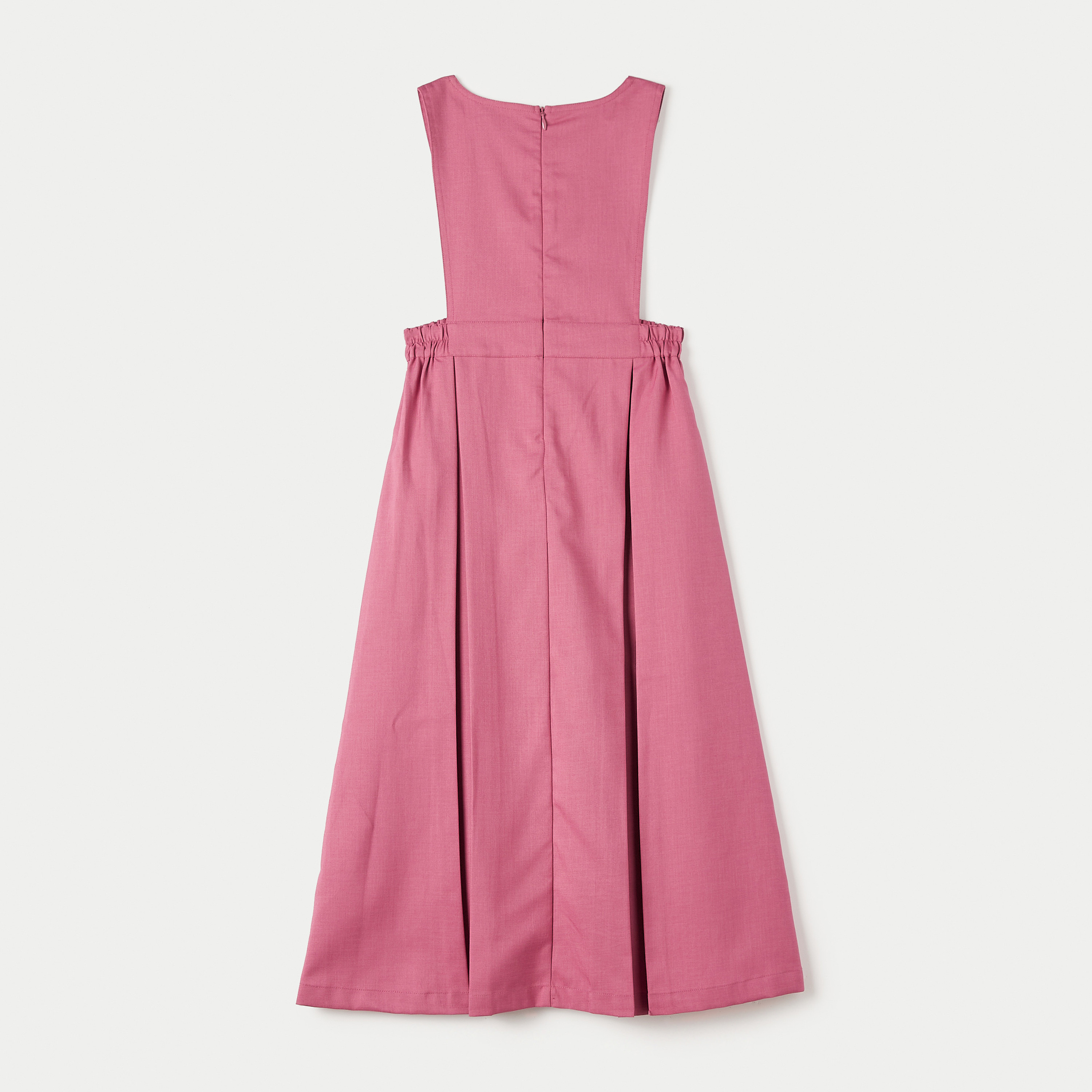 Juniors Solid Sleeveless Pinafore Dress with Bow Applique and Zip Closure-girls-clothing-dressesandjumpsuits-image-2