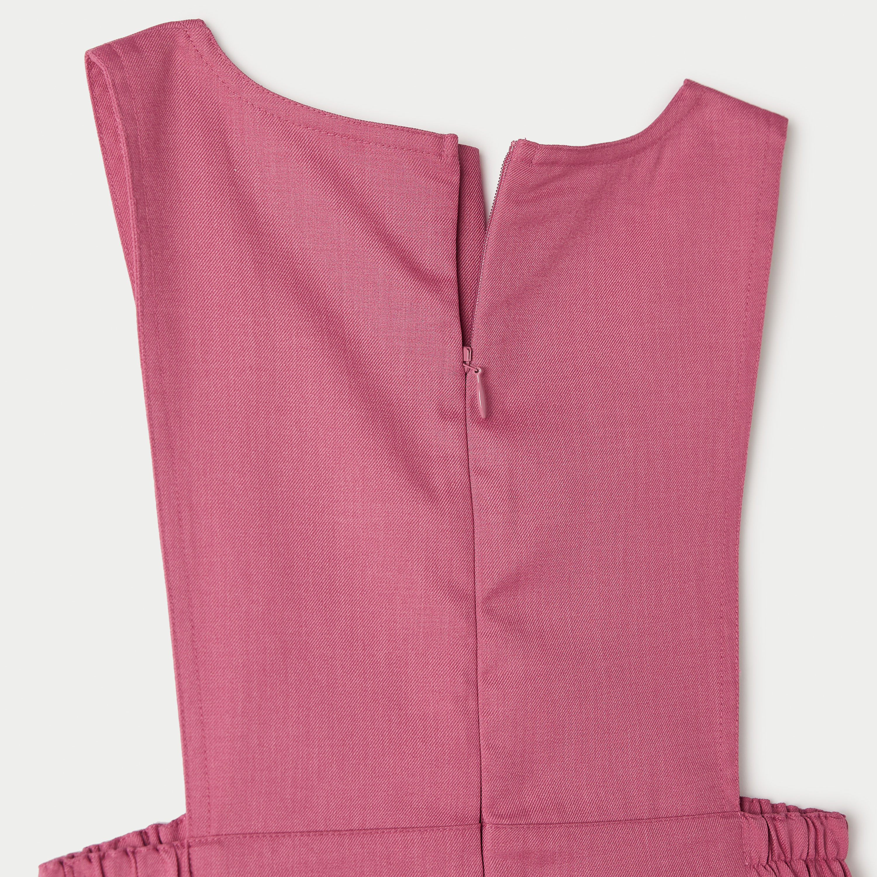 Juniors Solid Sleeveless Pinafore Dress with Bow Applique and Zip Closure-girls-clothing-dressesandjumpsuits-image-5
