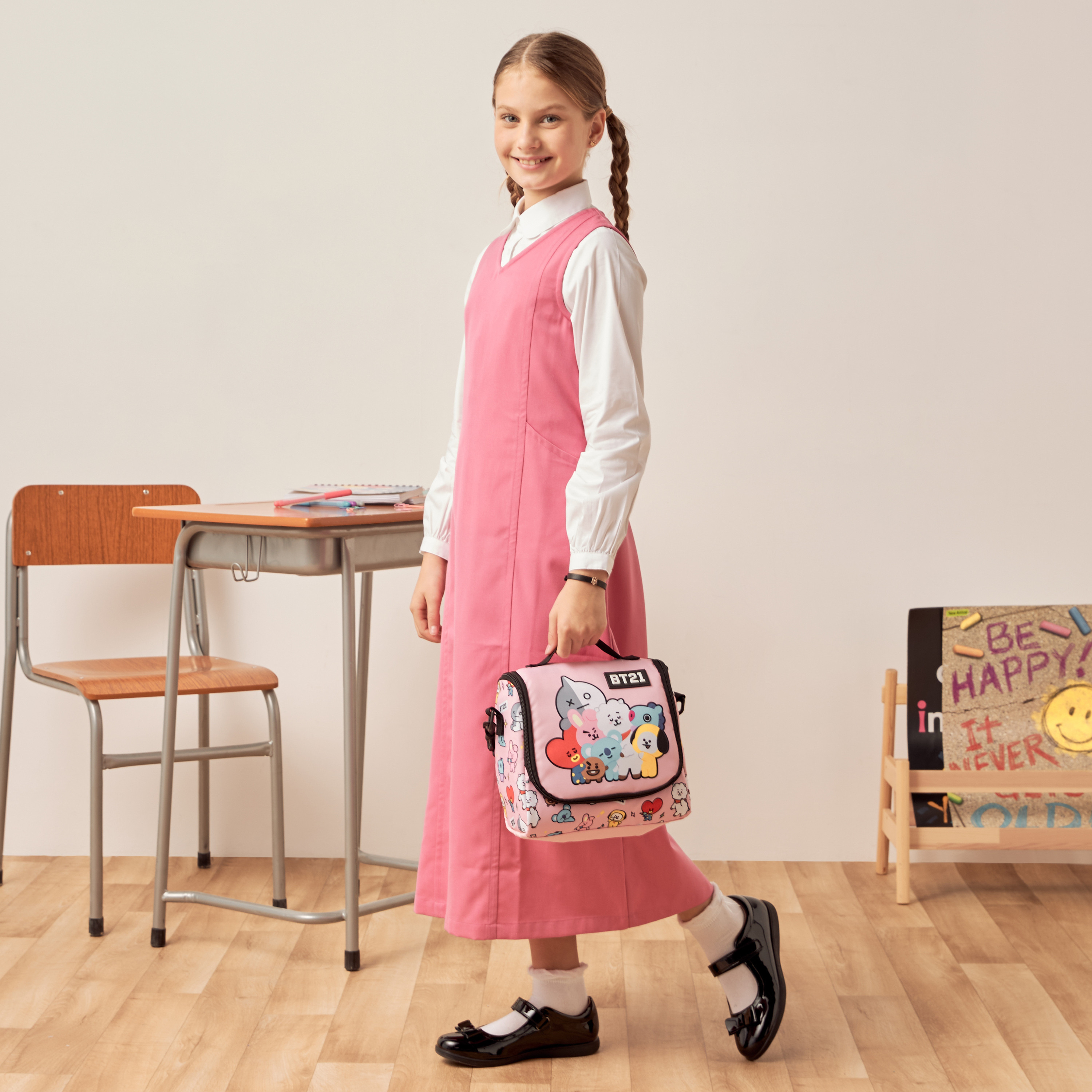 Juniors Solid V-neck Pinafore with Tie-Ups and Pockets-girls-clothing-dressesandjumpsuits-image-1