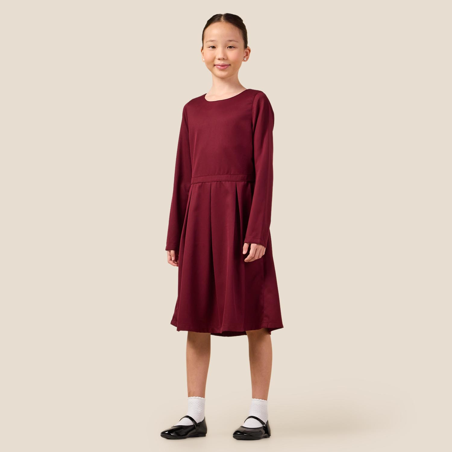 فستان مدرسي أحمر بأكمام طويلة للبنات من جونيورز-girls-clothing-dressesandjumpsuits-image-2