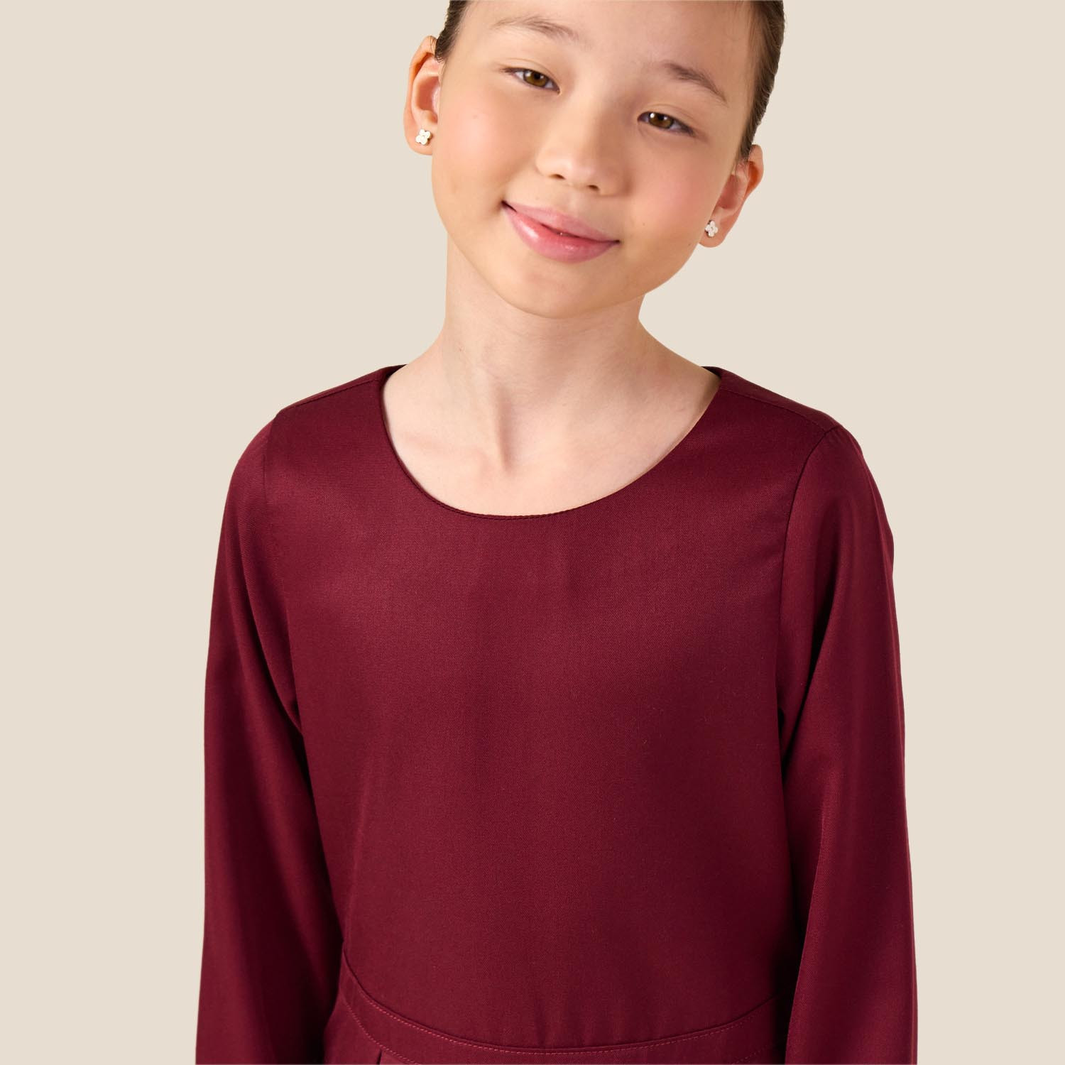 فستان مدرسي أحمر بأكمام طويلة للبنات من جونيورز-girls-clothing-dressesandjumpsuits-image-4