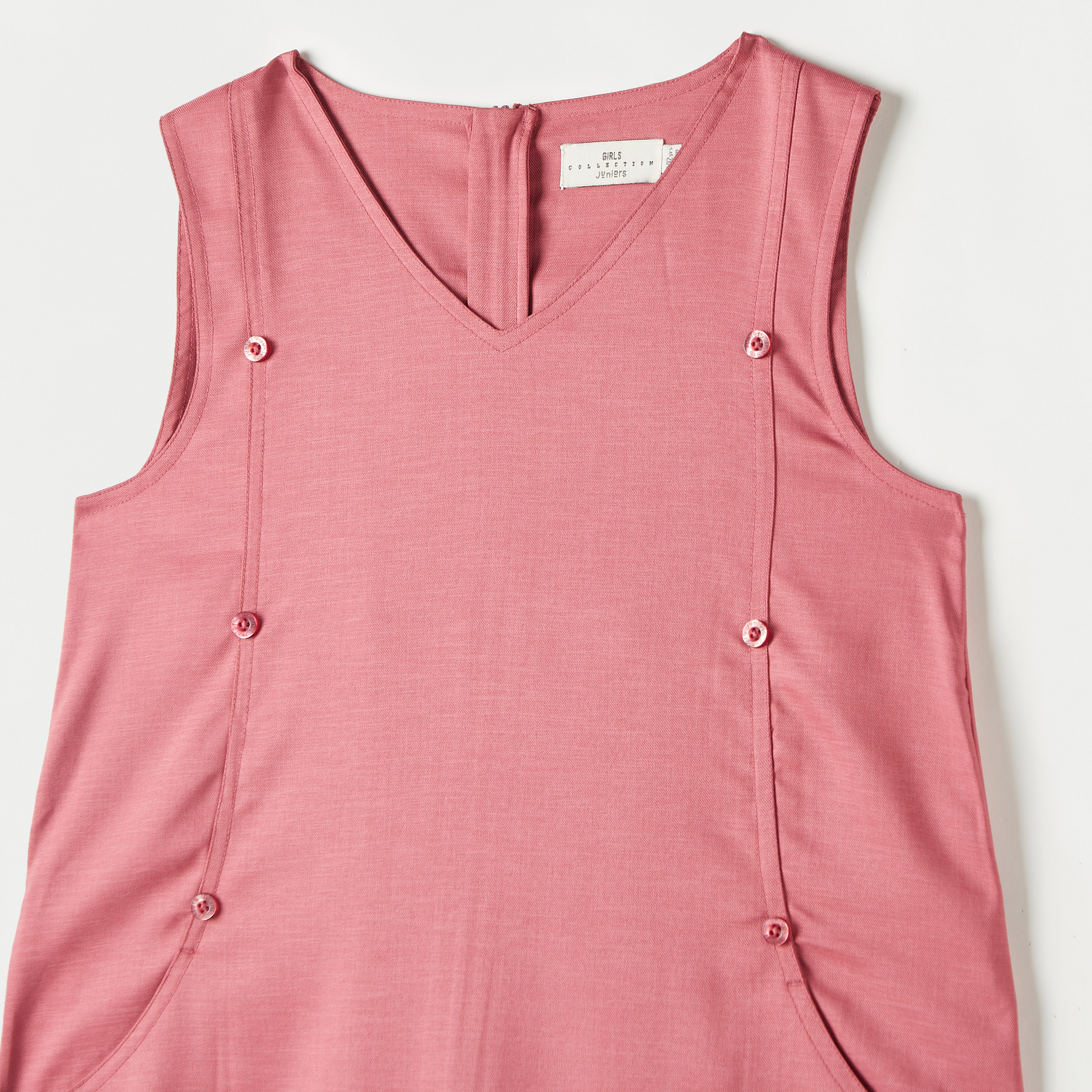 Juniors Solid Pinafore with Tie-Up Belt and Zip Closure-girls-clothing-dressesandjumpsuits-image-2