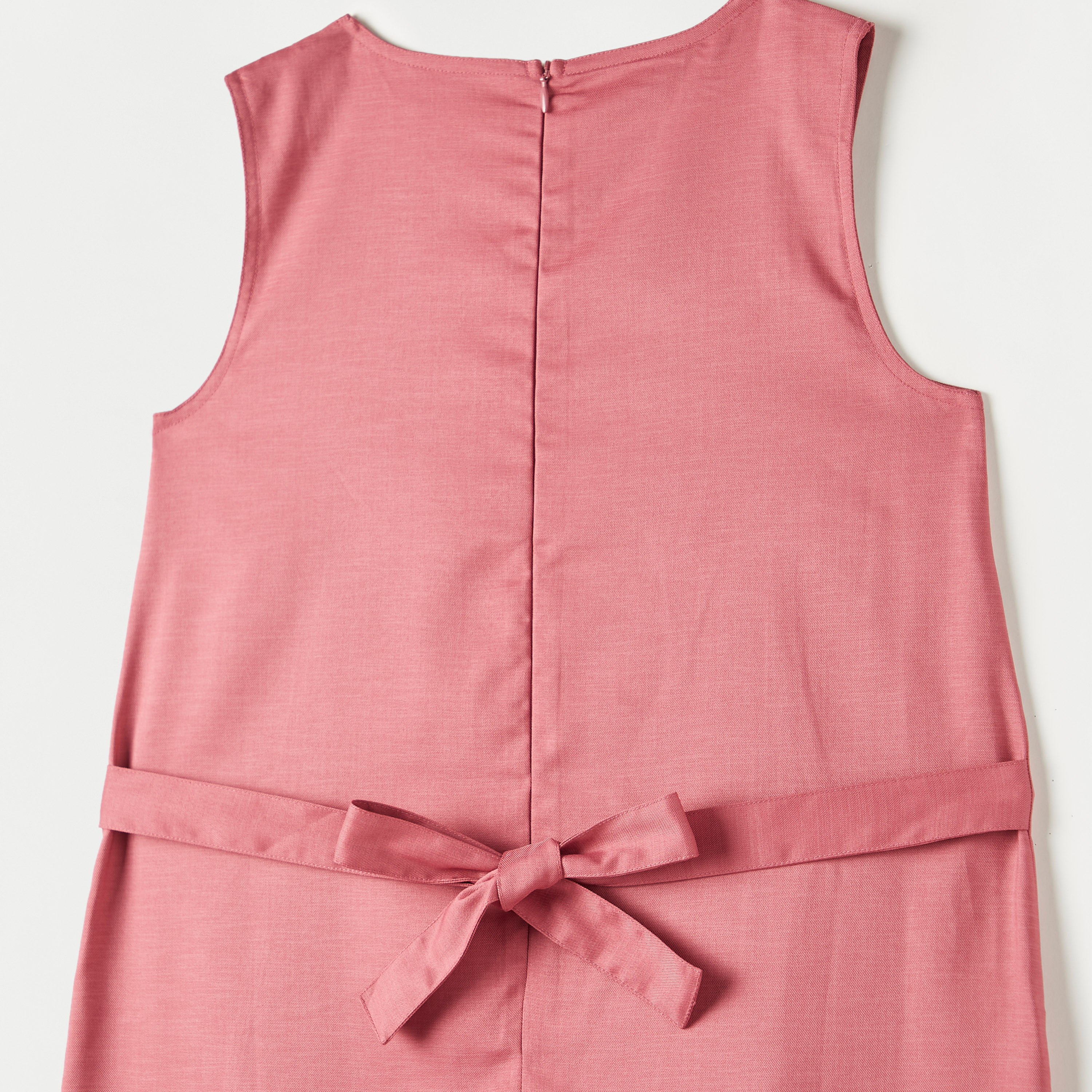 Juniors Solid Pinafore with Tie-Up Belt and Zip Closure-girls-clothing-dressesandjumpsuits-image-3