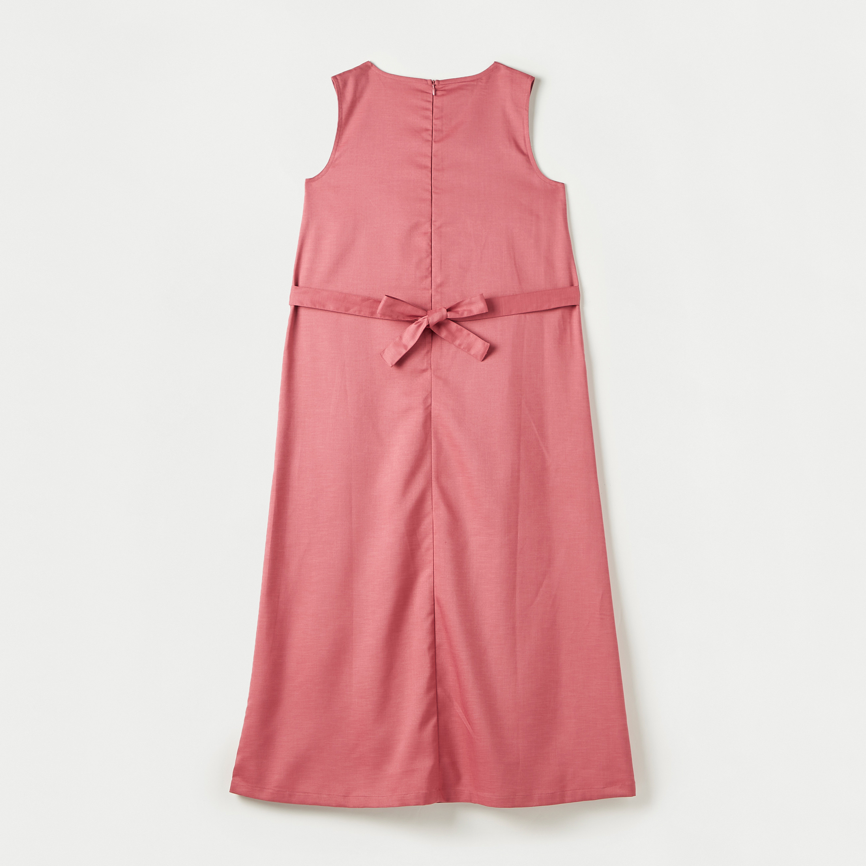 Juniors Solid Pinafore with Tie-Up Belt and Zip Closure-girls-clothing-dressesandjumpsuits-image-4