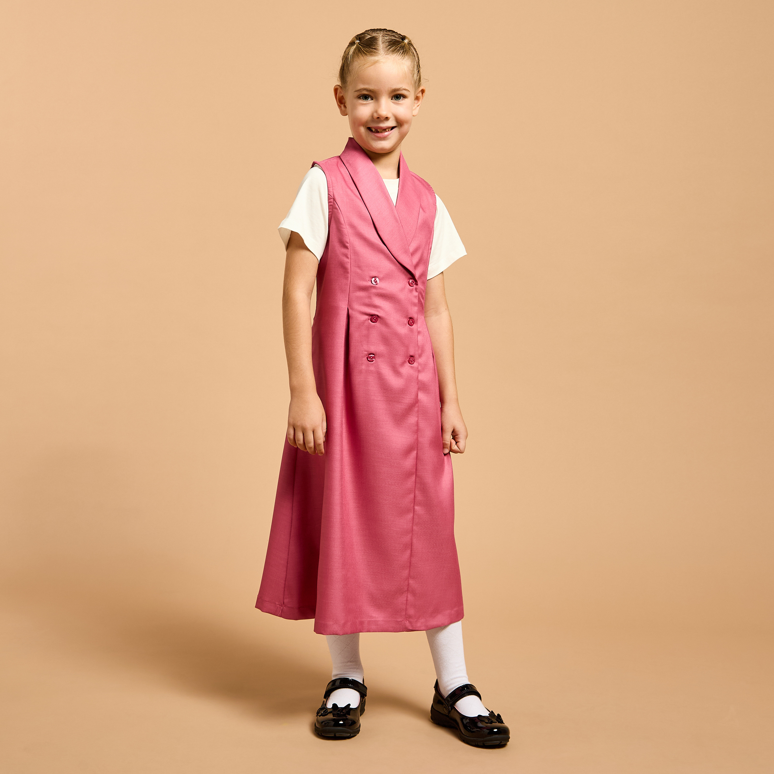 Juniors Solid Pinafore Dress with Button Closure-girls-clothing-dressesandjumpsuits-image-1