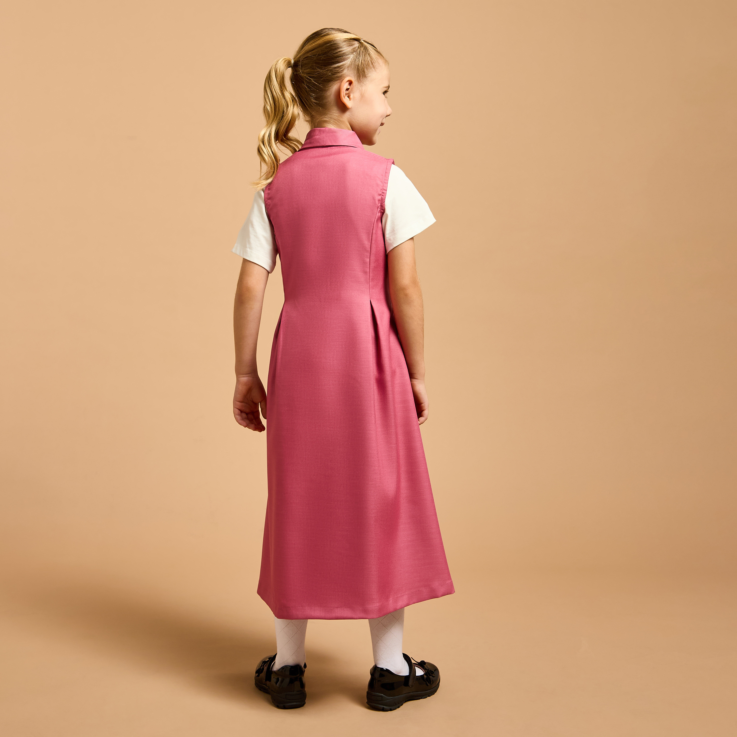 Juniors Solid Pinafore Dress with Button Closure-girls-clothing-dressesandjumpsuits-image-3