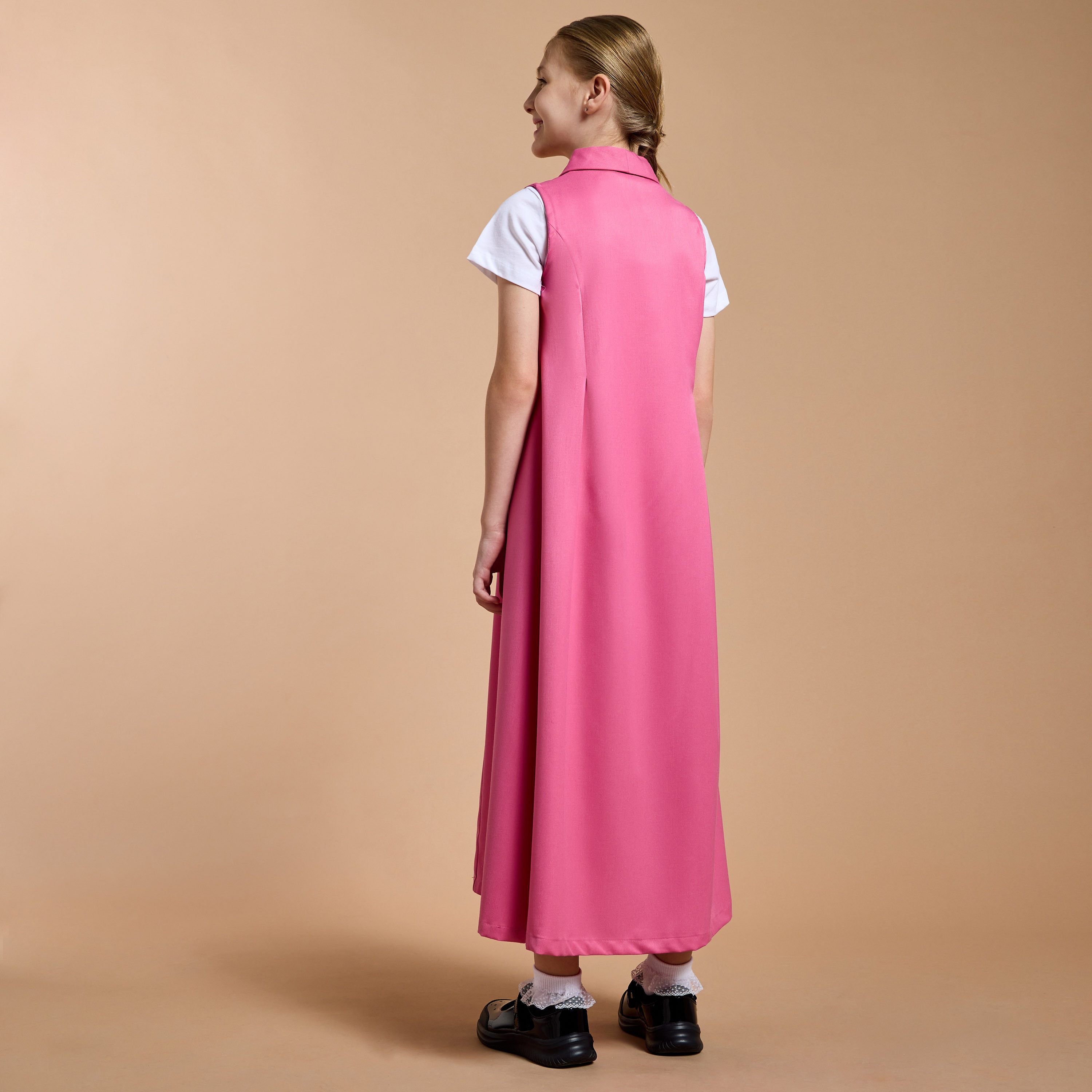 Juniors Solid Pinafore Dress with Button Closure-girls-clothing-dressesandjumpsuits-image-3