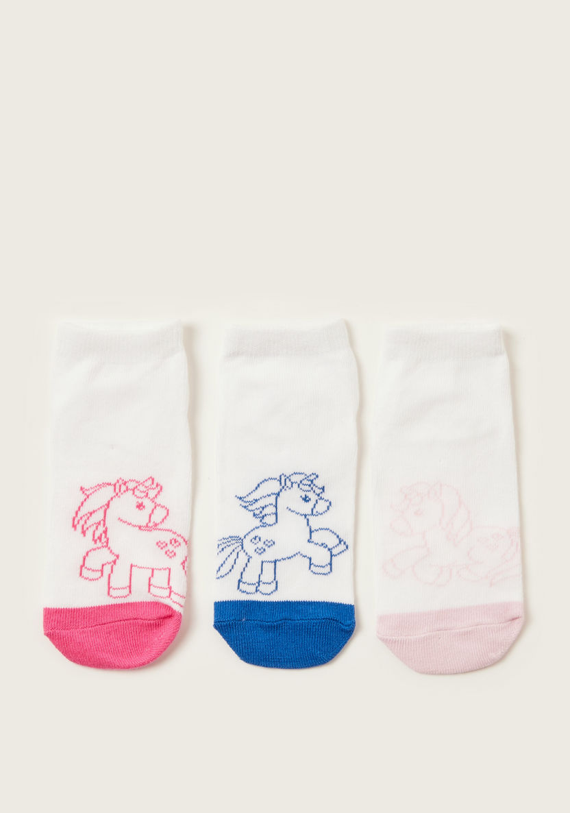 Juniors Unicorn Print Socks - Set of 3-Socks-image-0