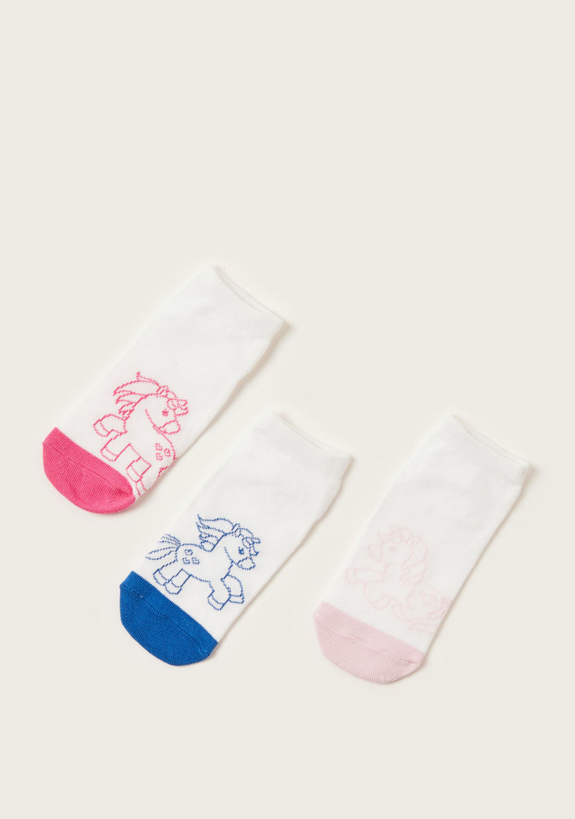 Juniors Unicorn Print Socks - Set of 3-Socks-image-1