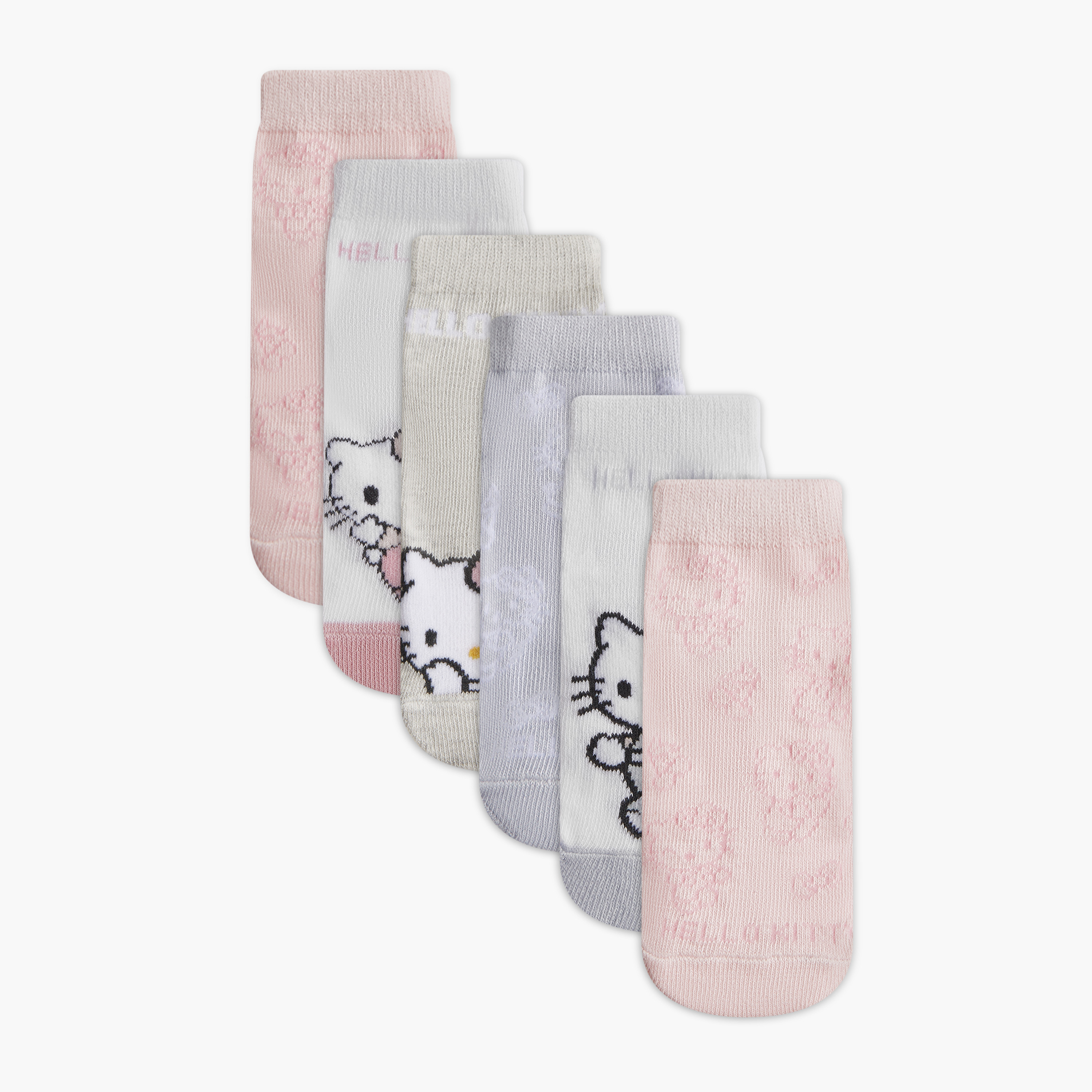 Sanrio Hello Kitty Print Ankle Length Socks - Set of 6-girls-accessories-socks-image-1