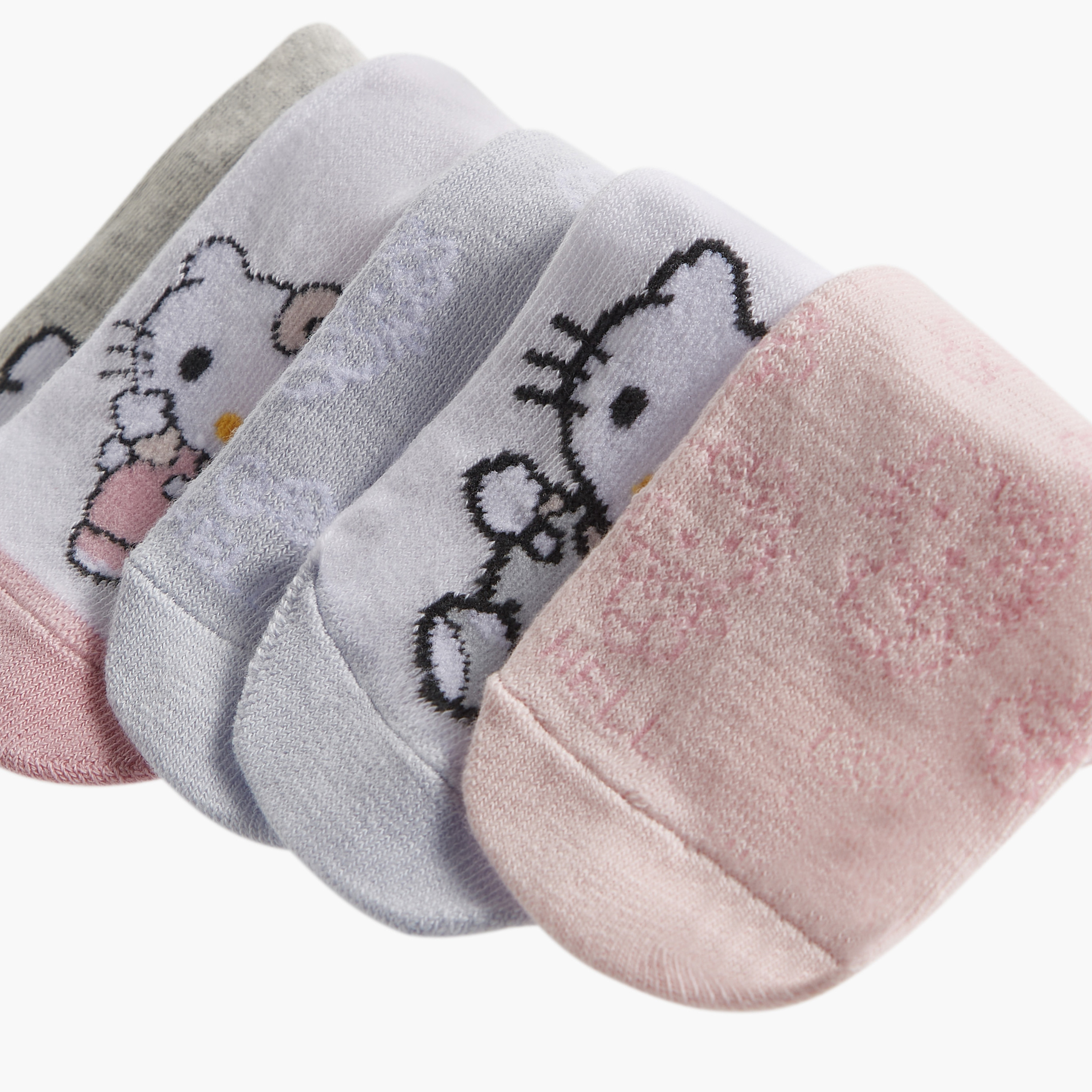 Sanrio Hello Kitty Print Ankle Length Socks - Set of 6-girls-accessories-socks-image-3