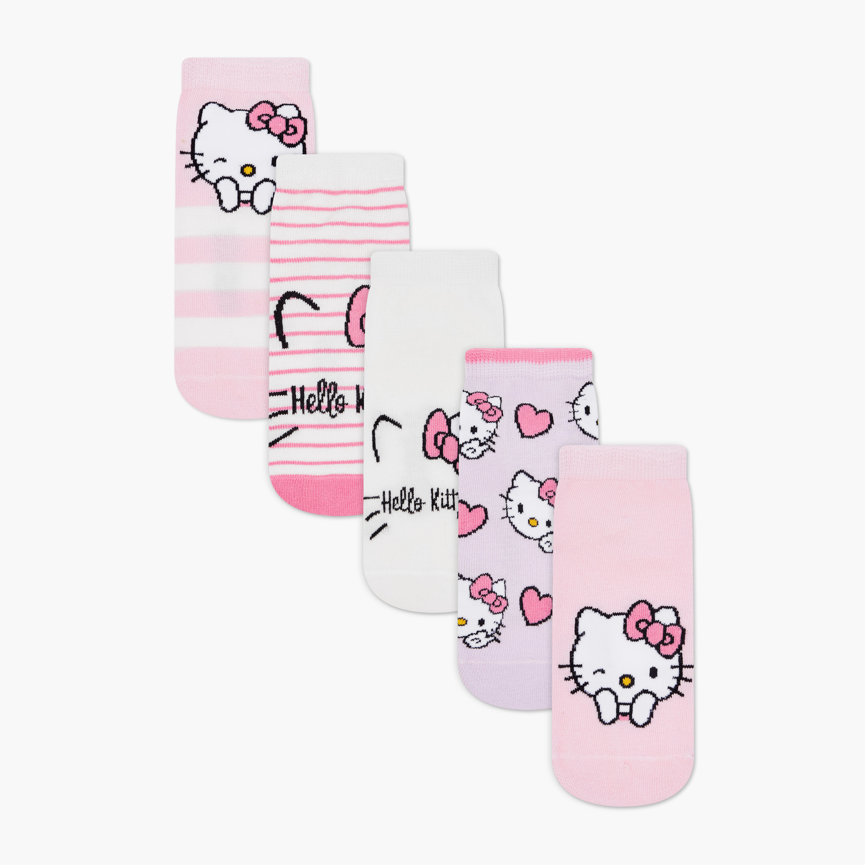 Sanrio Girls Socks with Hello Kitty Print - Set of 5-girls-accessories-socks-image-1