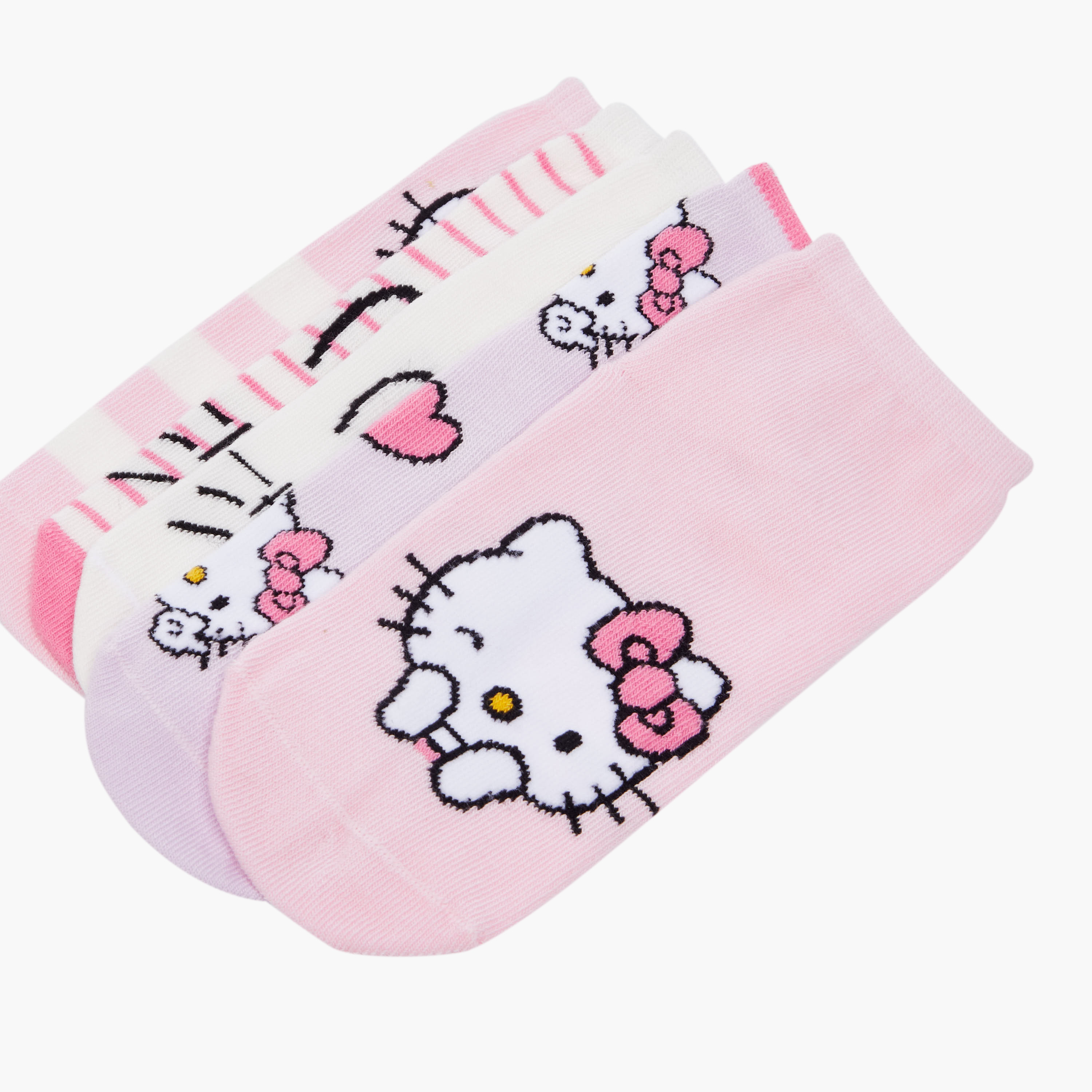 Sanrio Girls Socks with Hello Kitty Print - Set of 5-girls-accessories-socks-image-4
