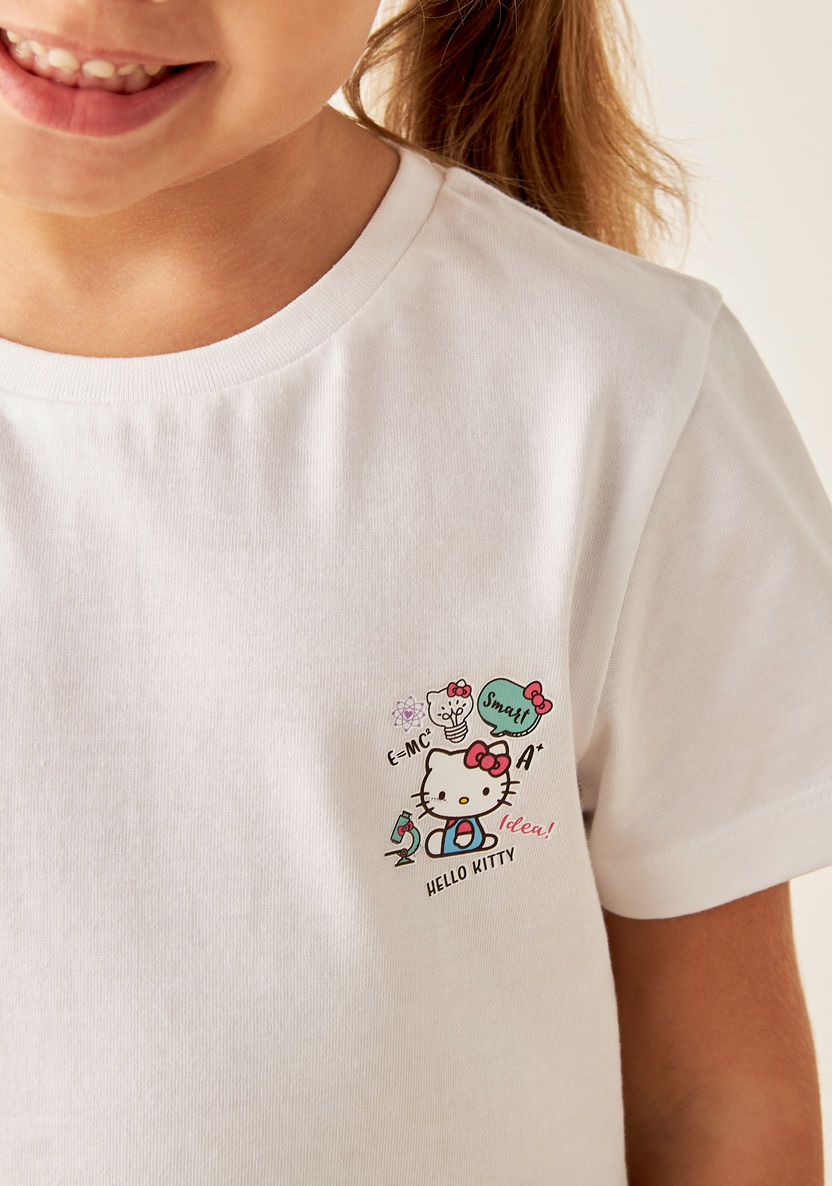 Sanrio Hello Kitty Print T-shirt with Short Sleeves and Round Neck-Tops-image-2