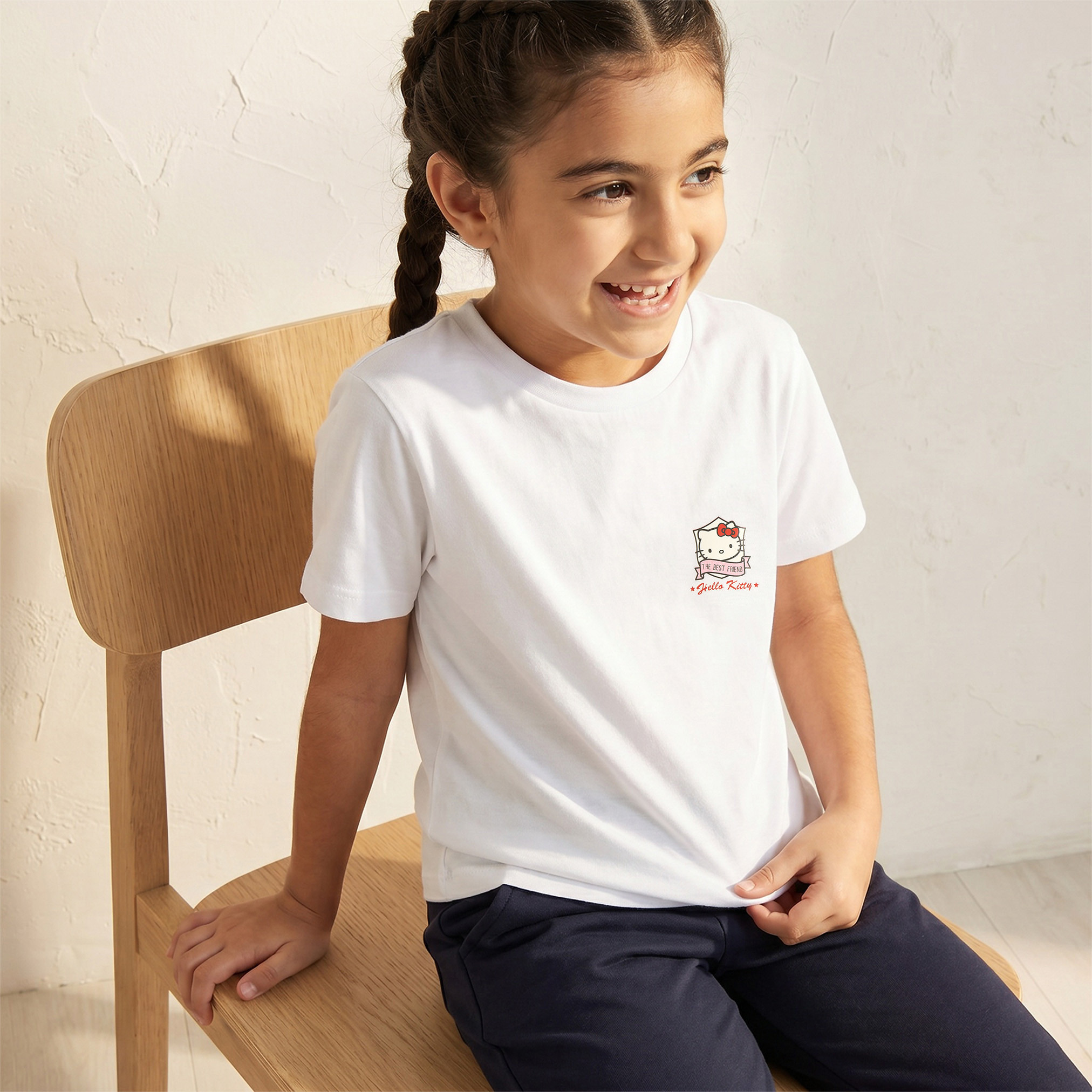 Sanrio Crew Neck Short Sleeves T-shirt with Hello Kitty Print-girls-clothing-schoolwear-tshirts-image-4