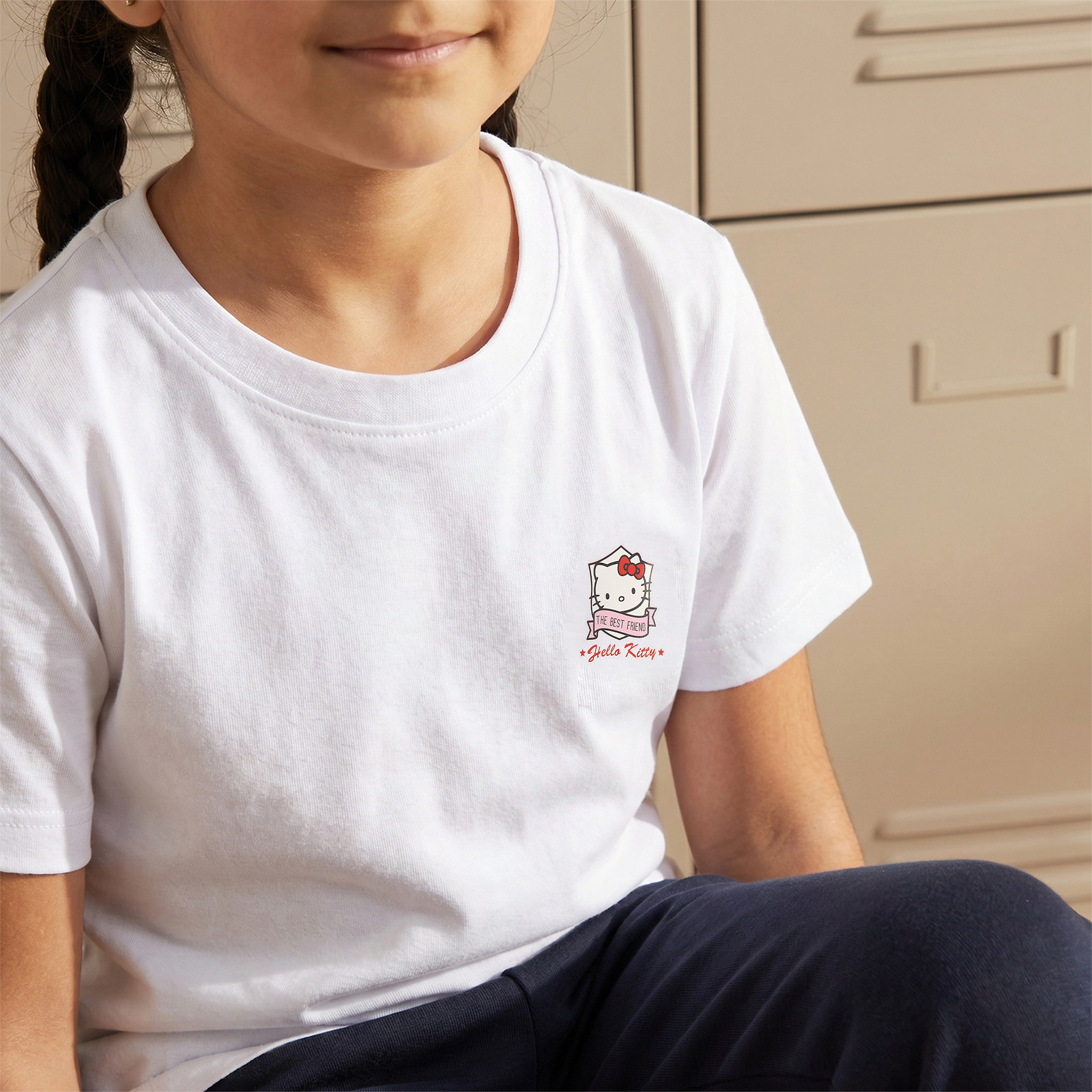 Sanrio Crew Neck Short Sleeves T-shirt with Hello Kitty Print-girls-clothing-schoolwear-tshirts-image-5