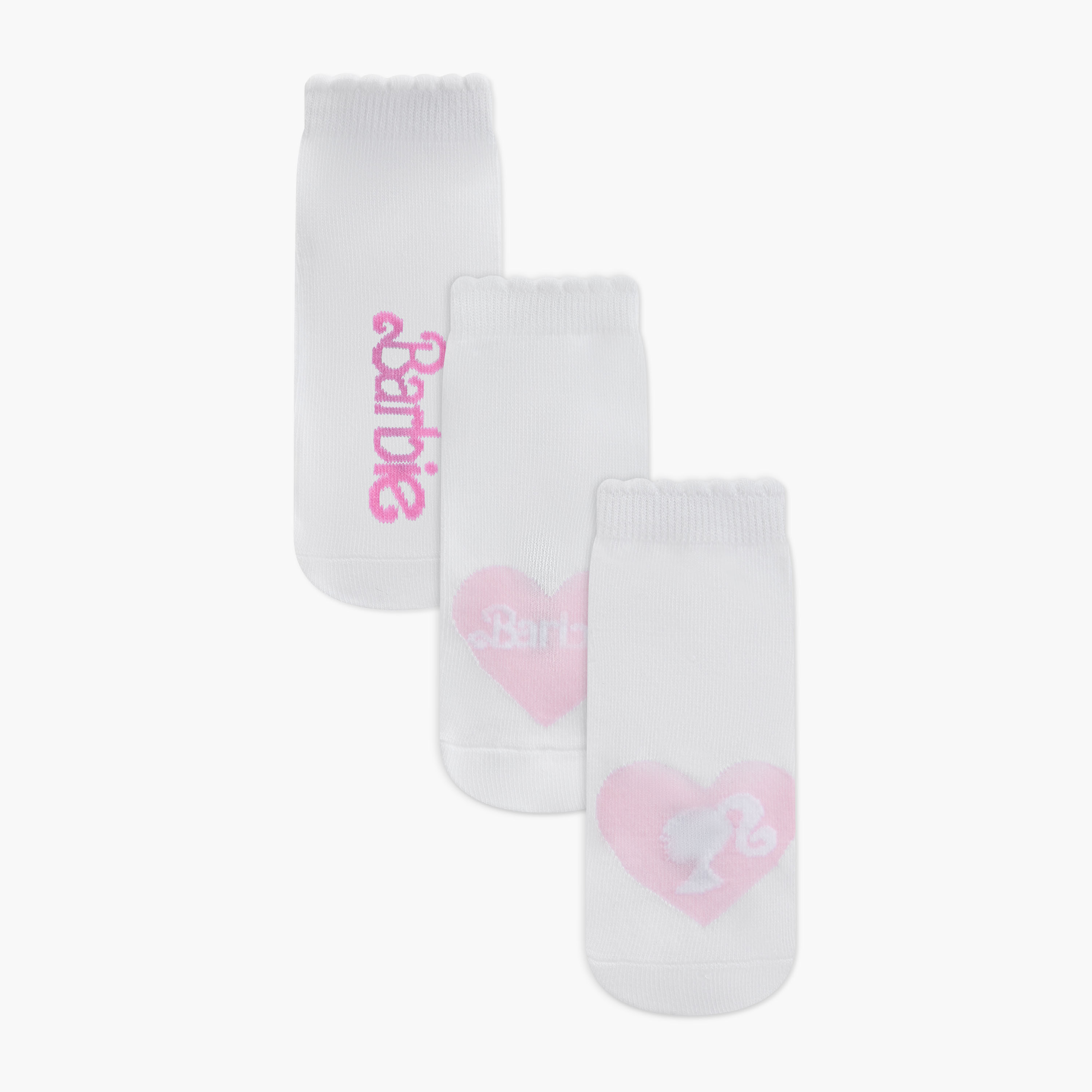 Barbie Print Ankle Length Socks - Set of 3-girls-accessories-socks-image-1