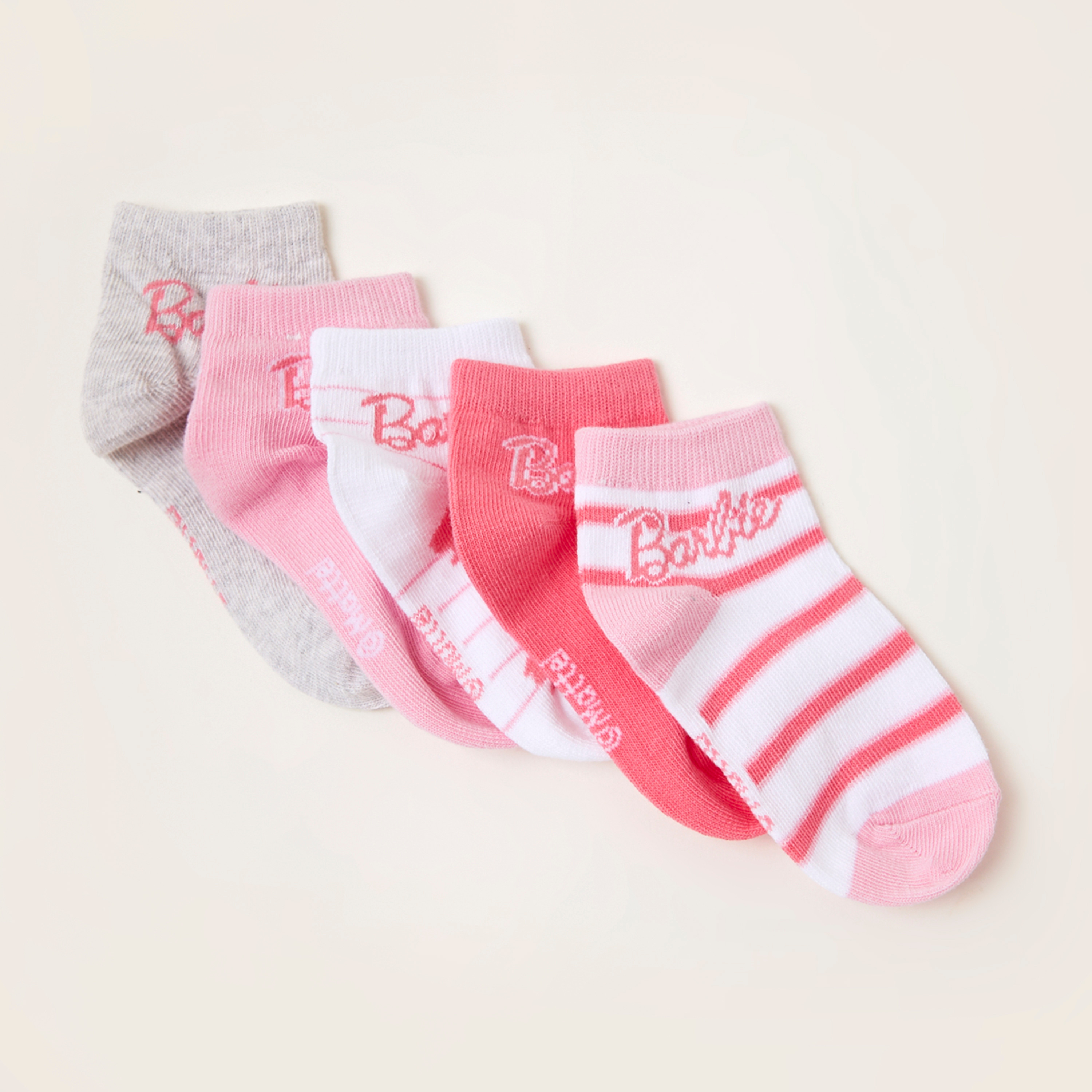 Barbie Print Ankle Length Socks - Set of 5-girls-accessories-socks-image-2