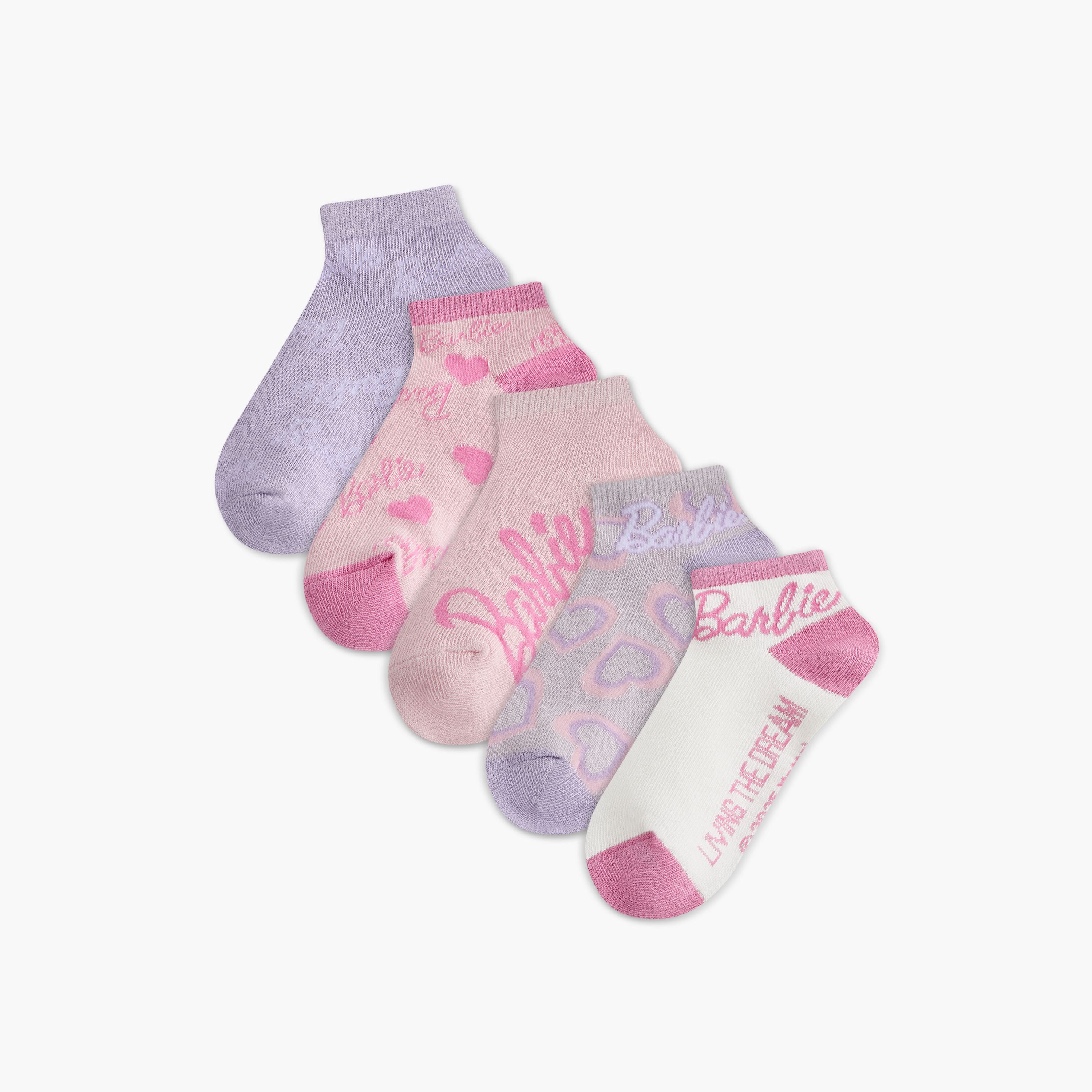 Barbie Print Ankle Length Socks - Set of 5-girls-accessories-socks-image-1