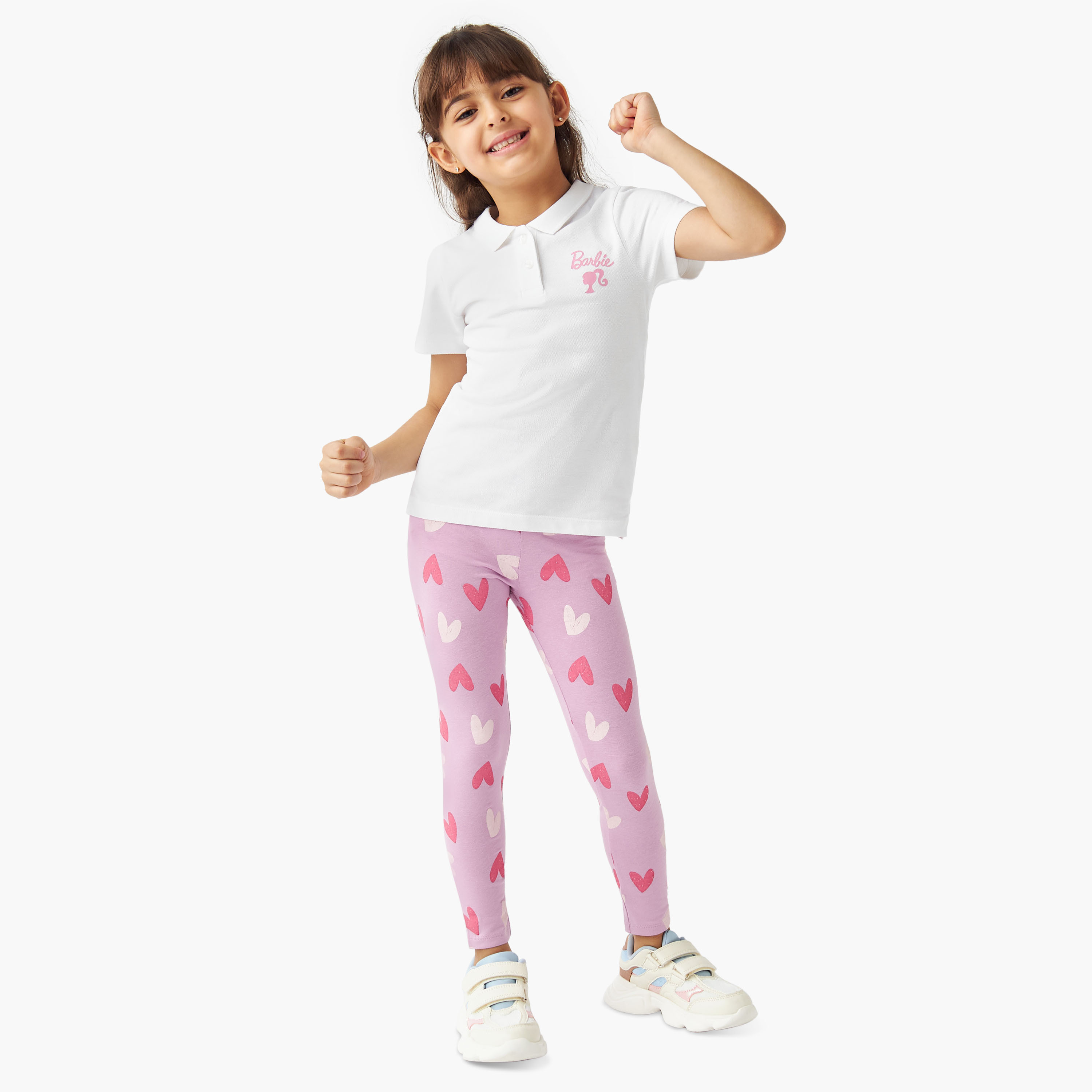 Barbie Logo Print Polo T-shirt with Short Sleeves-girls-clothing-tshirts-image-2