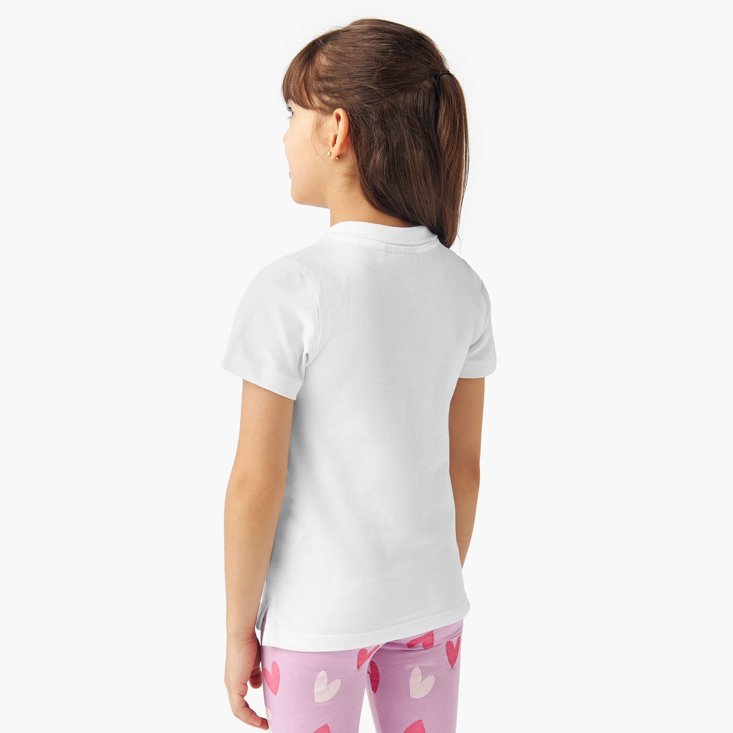 Barbie Logo Print Polo T-shirt with Short Sleeves-girls-clothing-tshirts-image-3