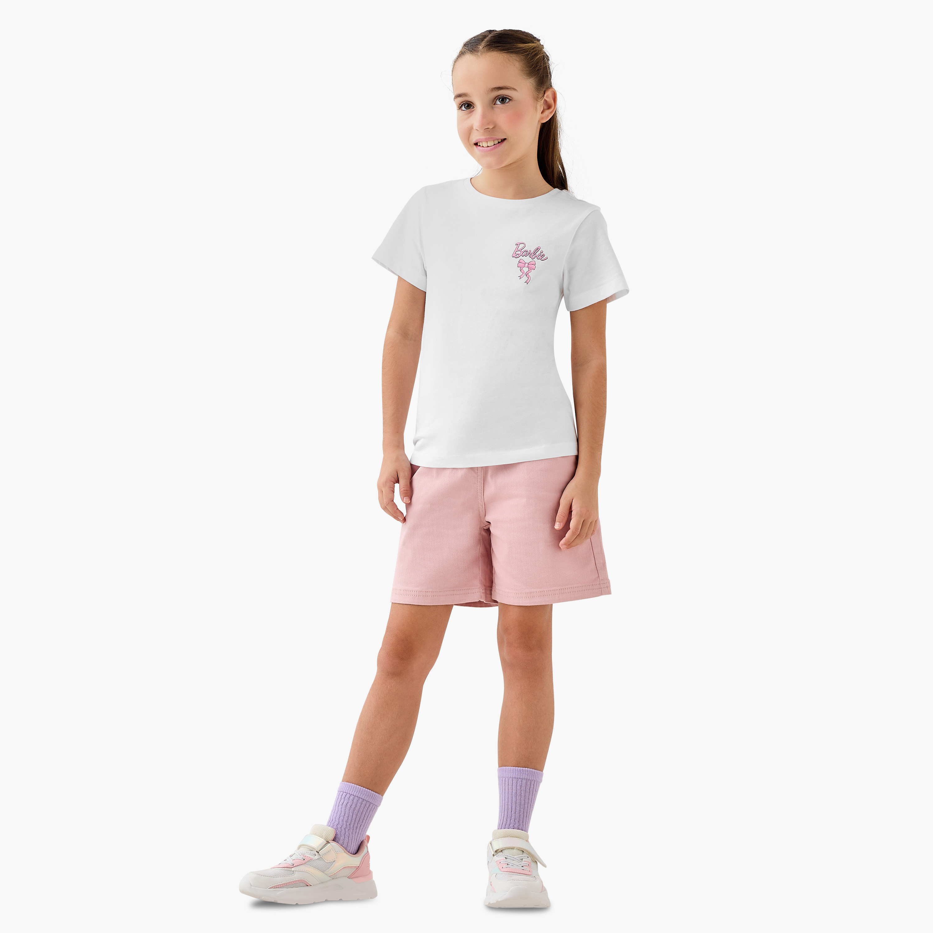 Barbie Print Crew Neck T-shirt-girls-clothing-tshirts-image-2