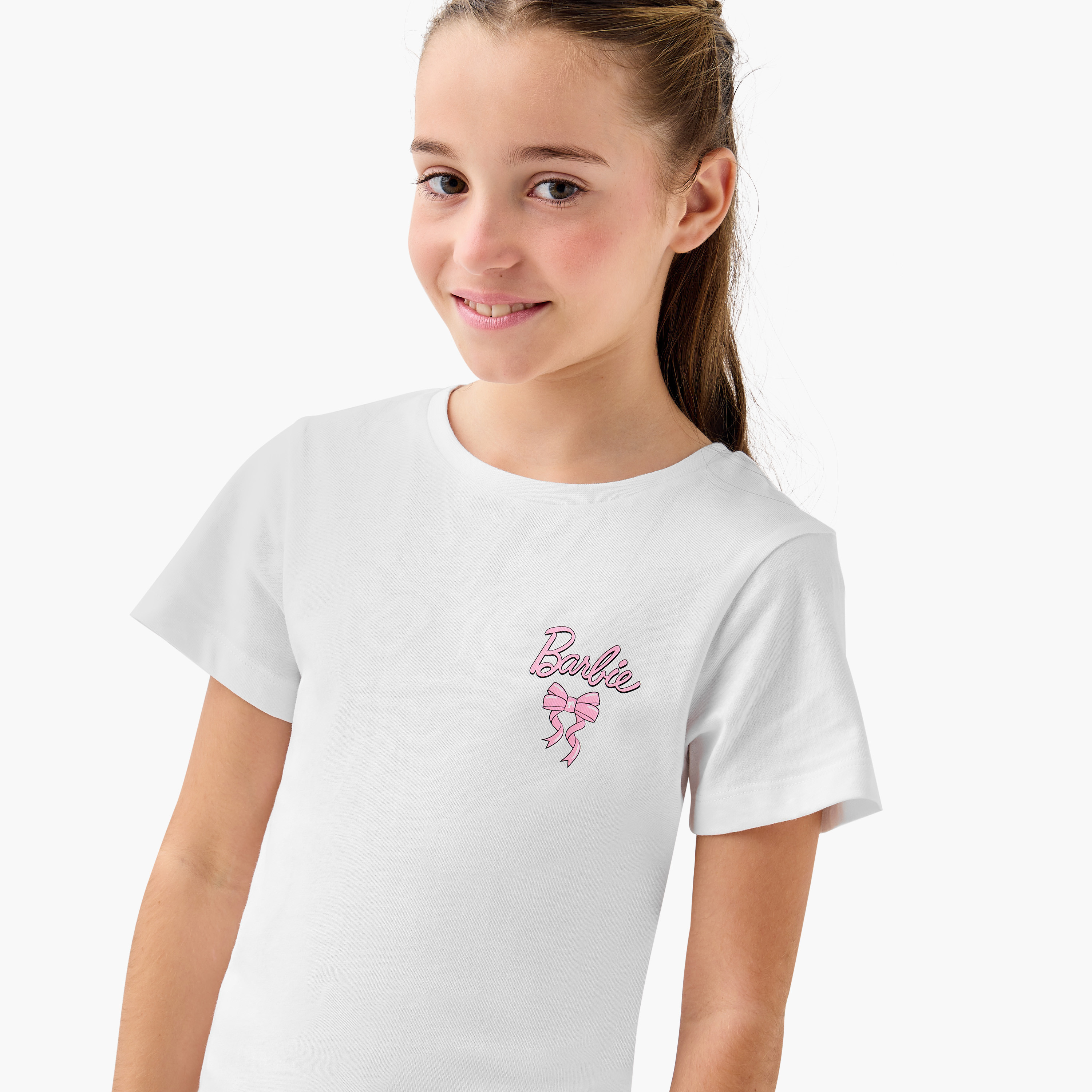 Barbie Print Crew Neck T-shirt-girls-clothing-tshirts-image-4